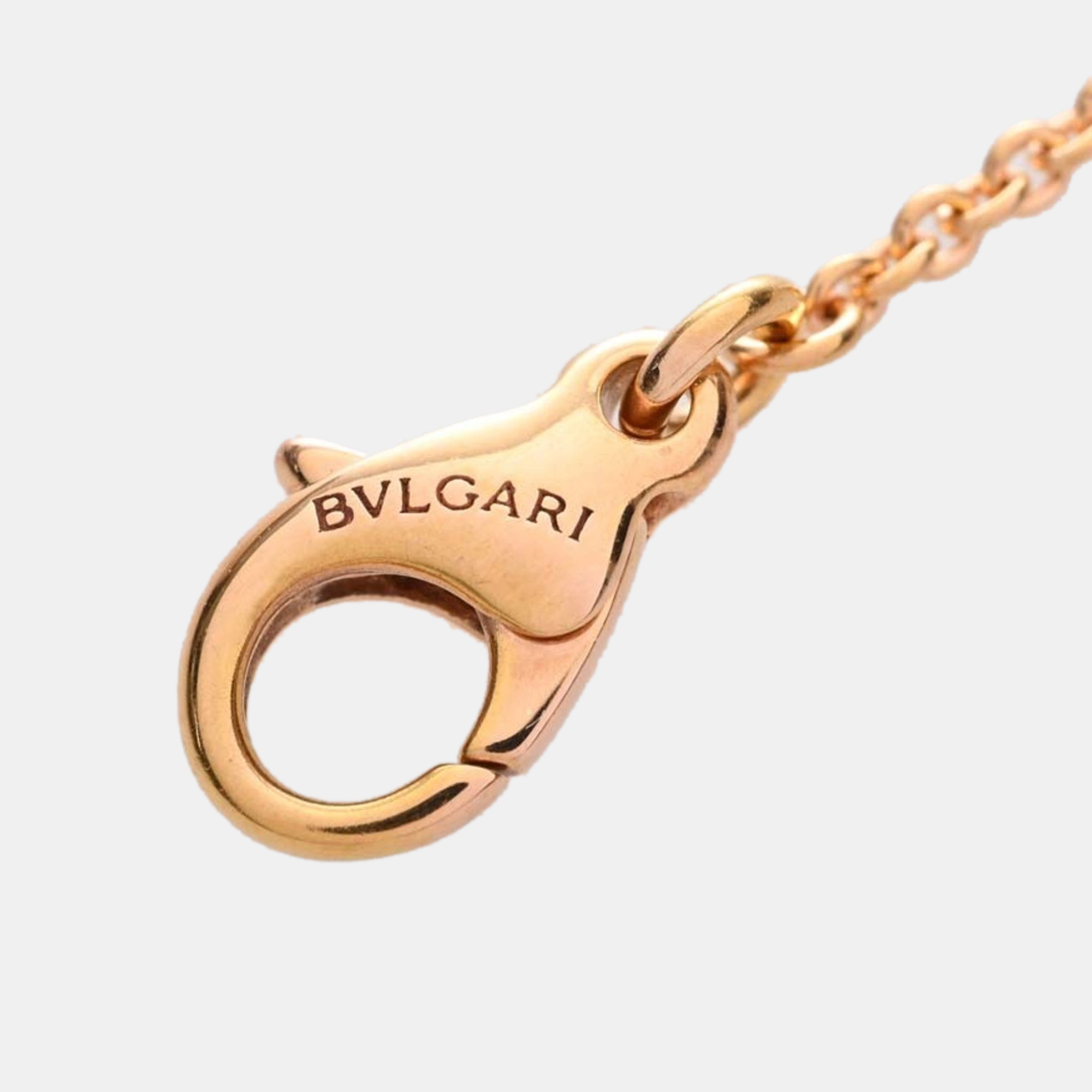 Bvlgari 18K Rose Gold Diamond Onyx Necklace