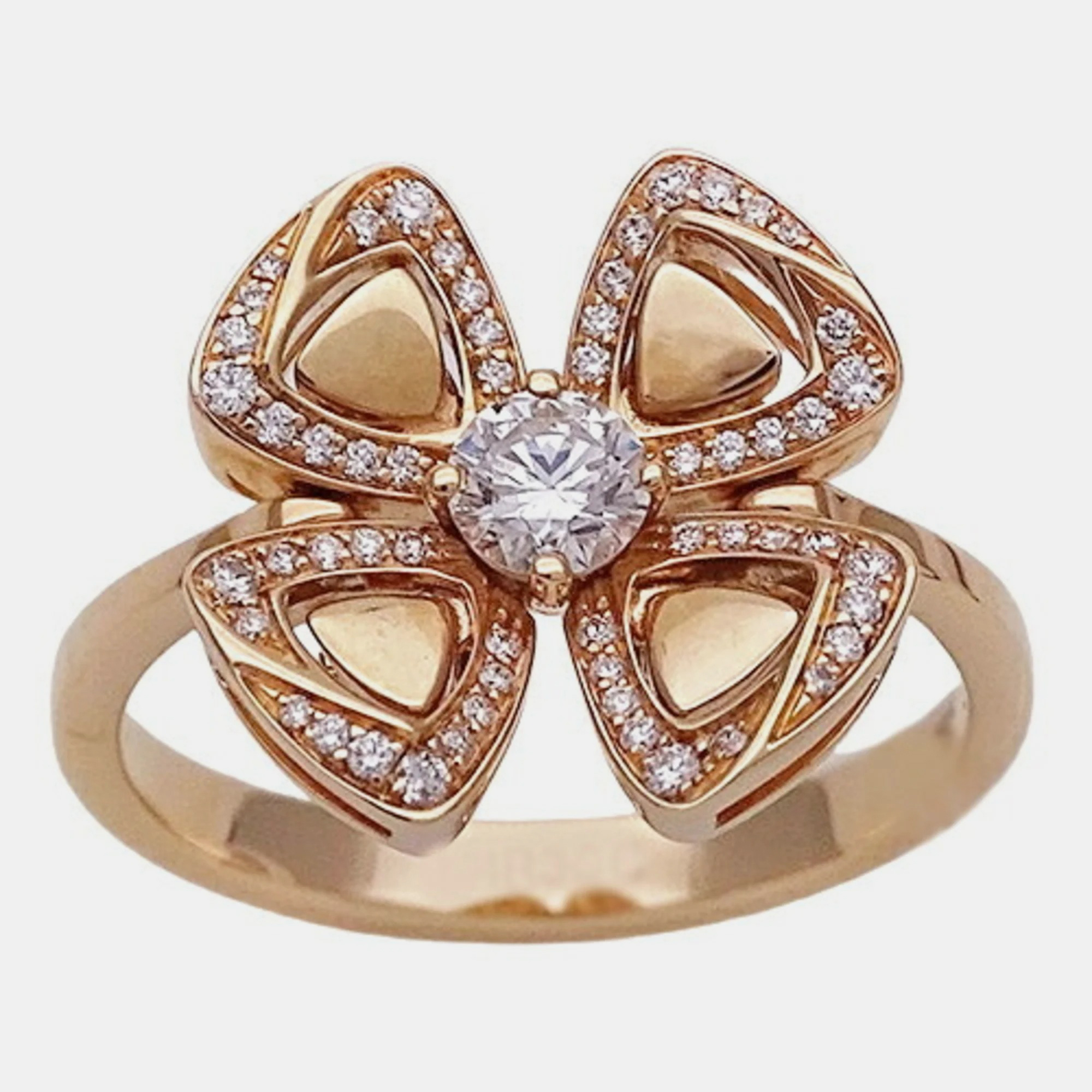 Bvlgari Fiorever 18K Rose Gold Diamond Ring EU 52