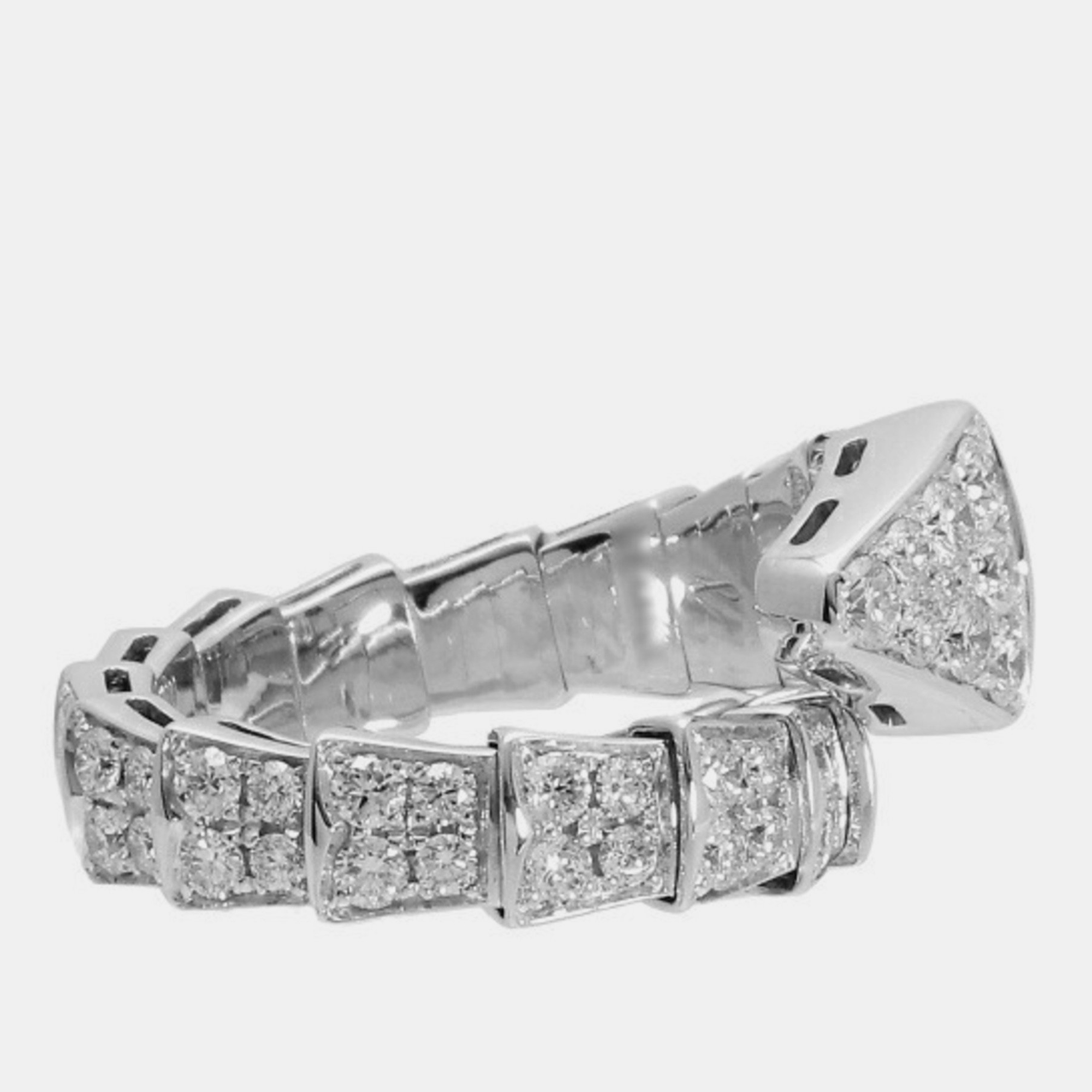 Bvlgari Serpenti Viper L 18K White Gold Diamond Ring Size L