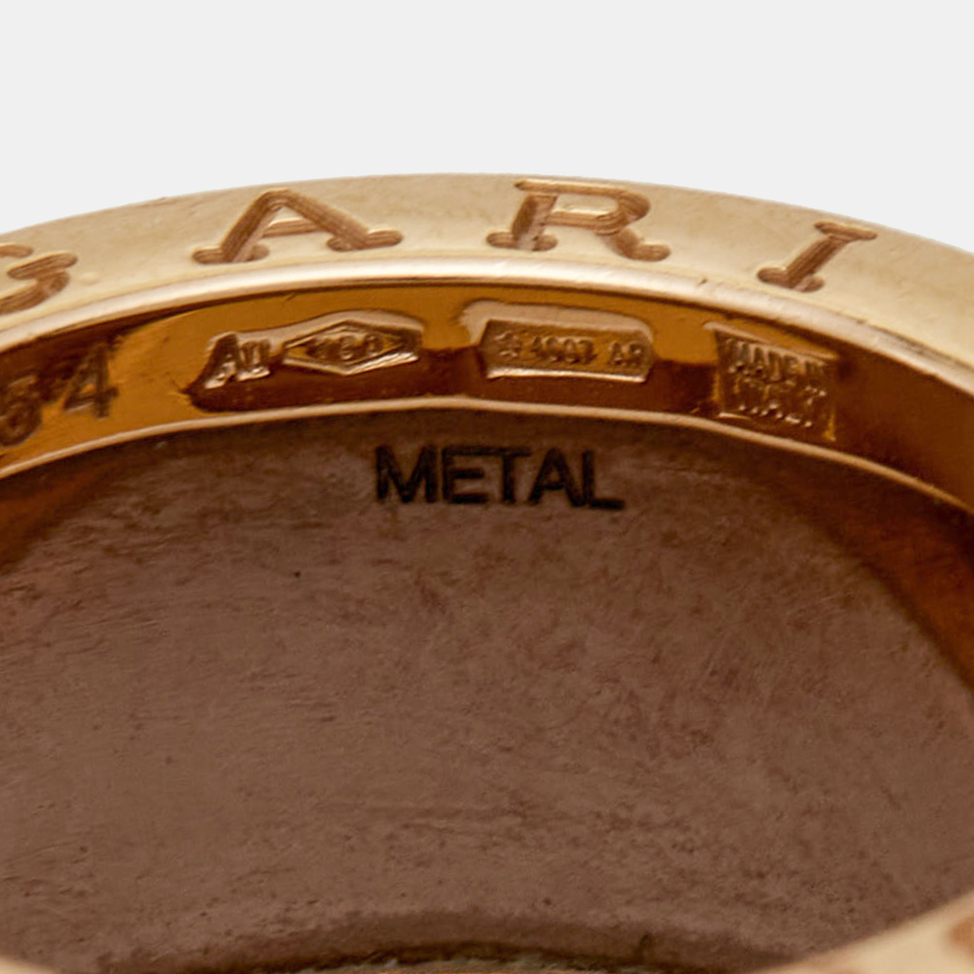 Bvlgari B.Zero1 Roma Ceramic 18k Rose Gold Ring Size 54