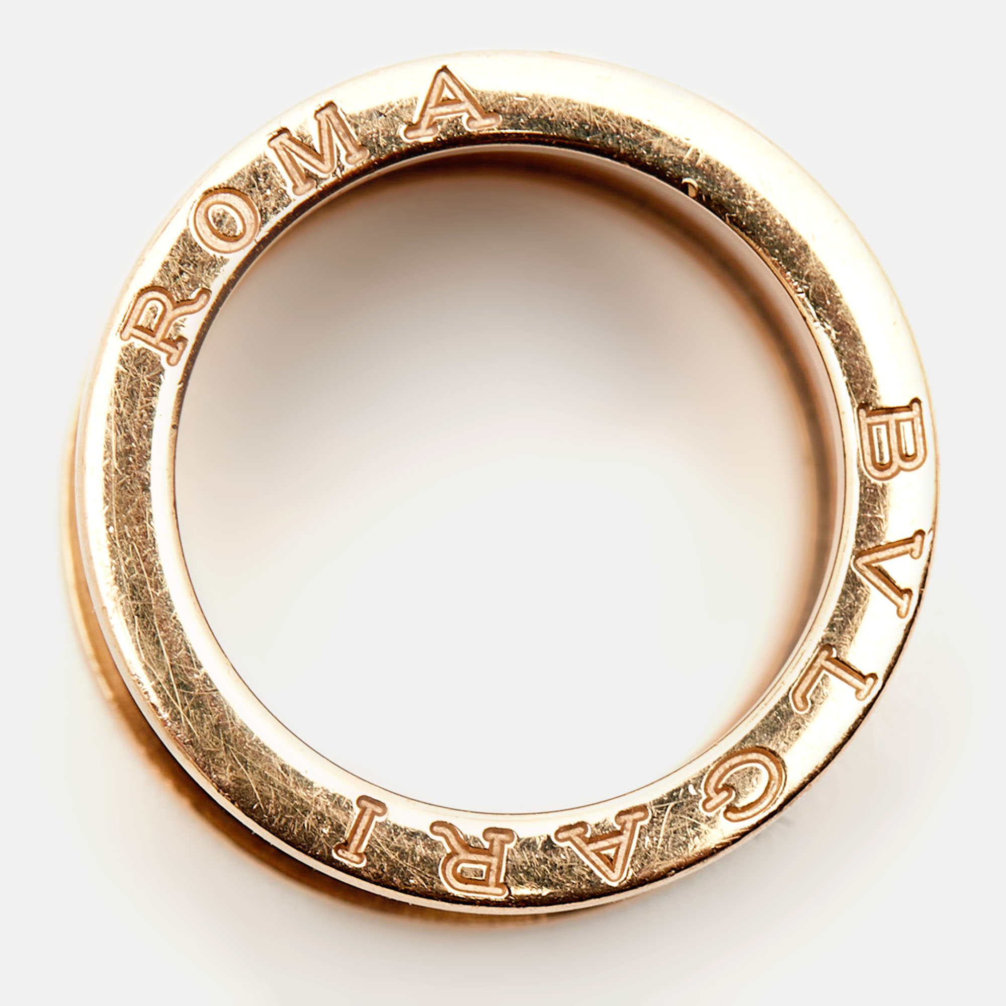 Bvlgari B.Zero1 Roma Ceramic 18k Rose Gold Ring Size 54