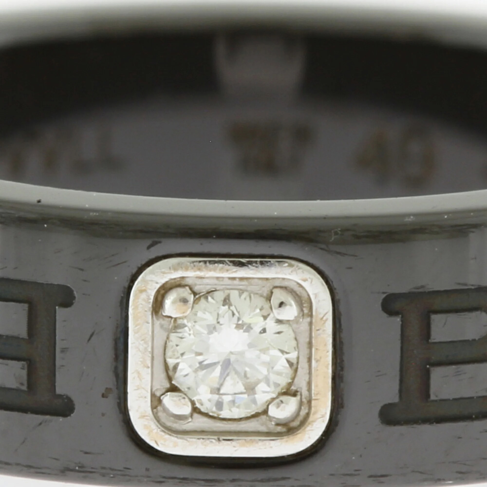Bvlgari 18K White Gold, Diamond And Ceramic B.Zero1 Band Ring EU 49
