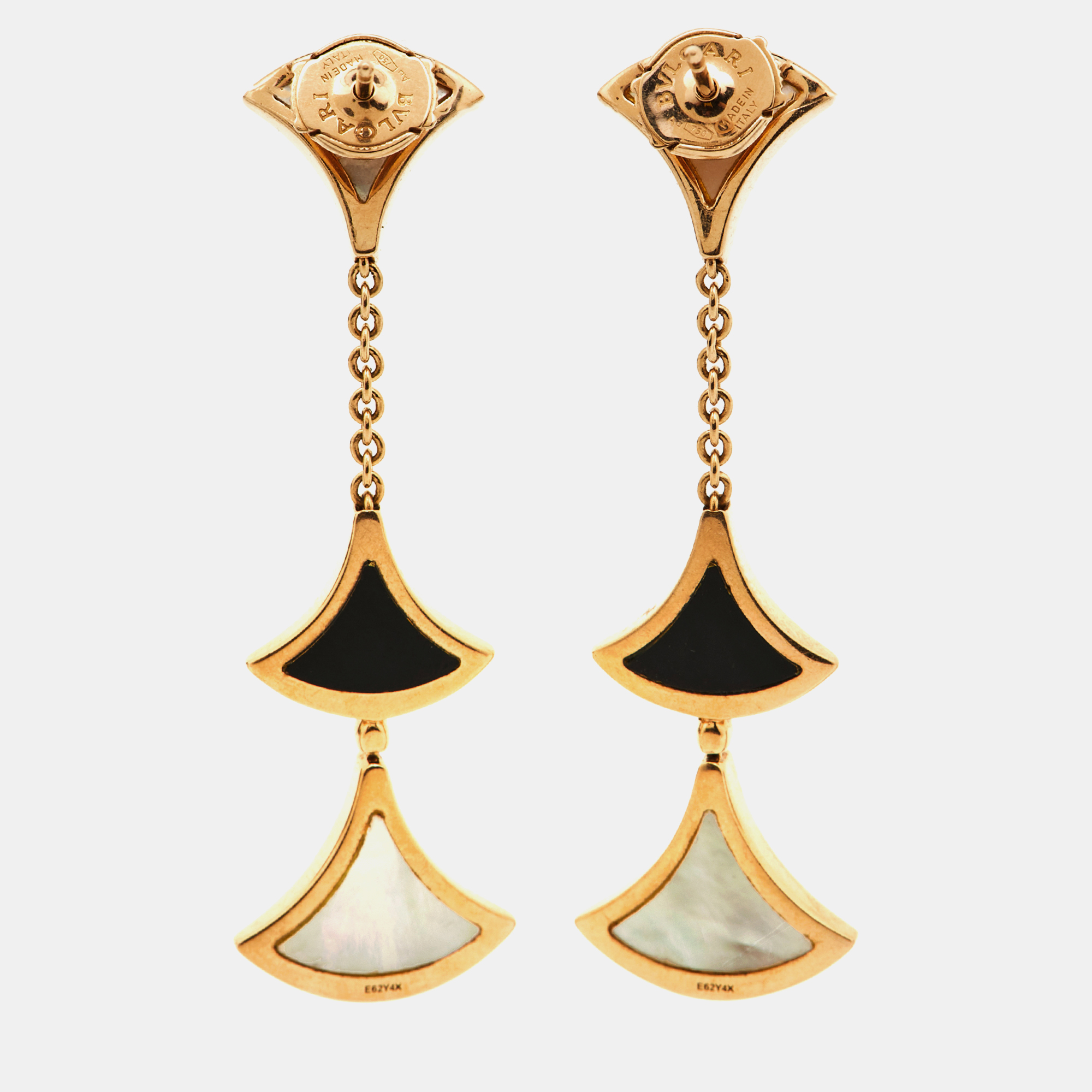 Bvlgari Divas' Dream Onyx Mother Of Pearl 18k Rose Gold Dangle Earrings