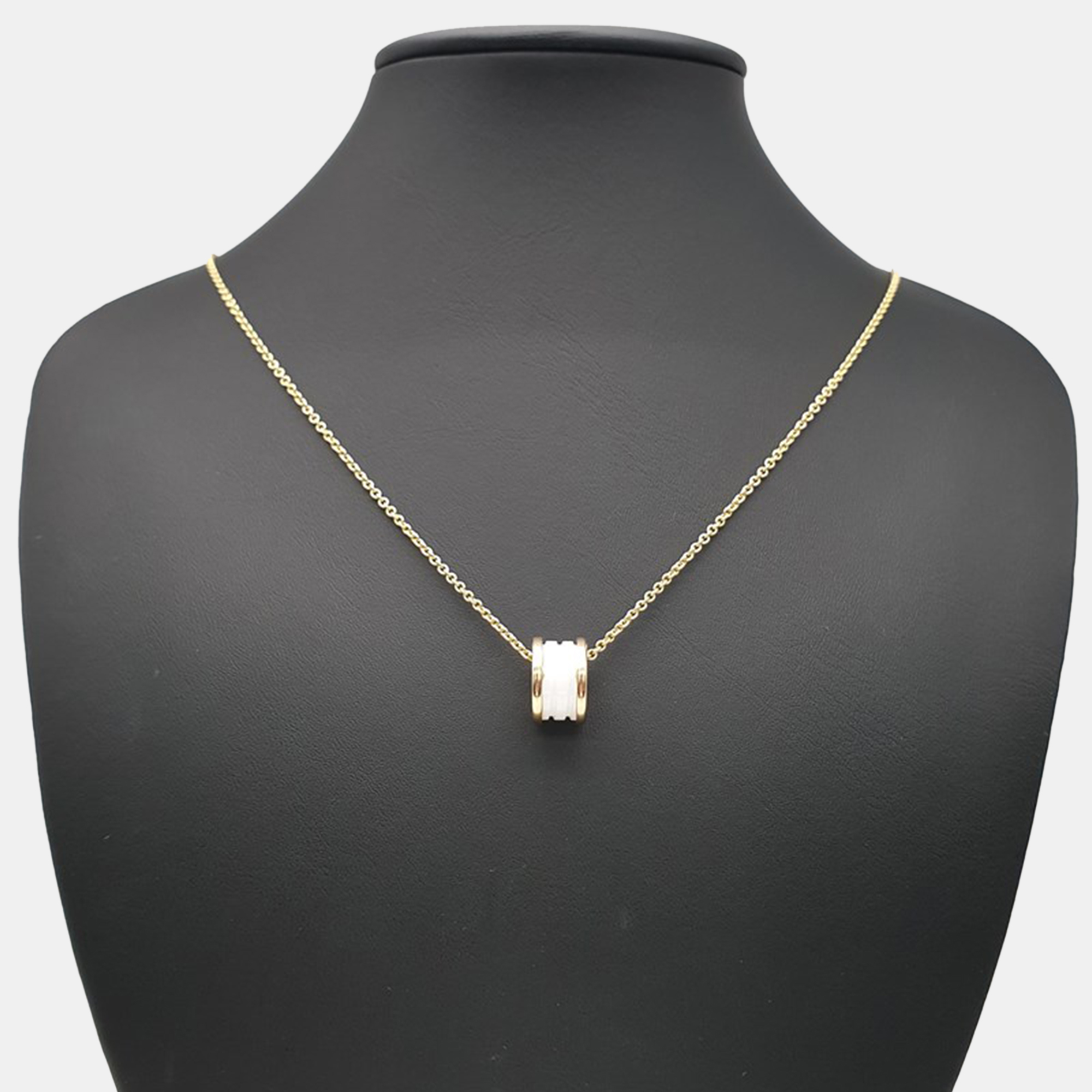 Bvlgari pink gold/white ceramic b.zero1 necklace
