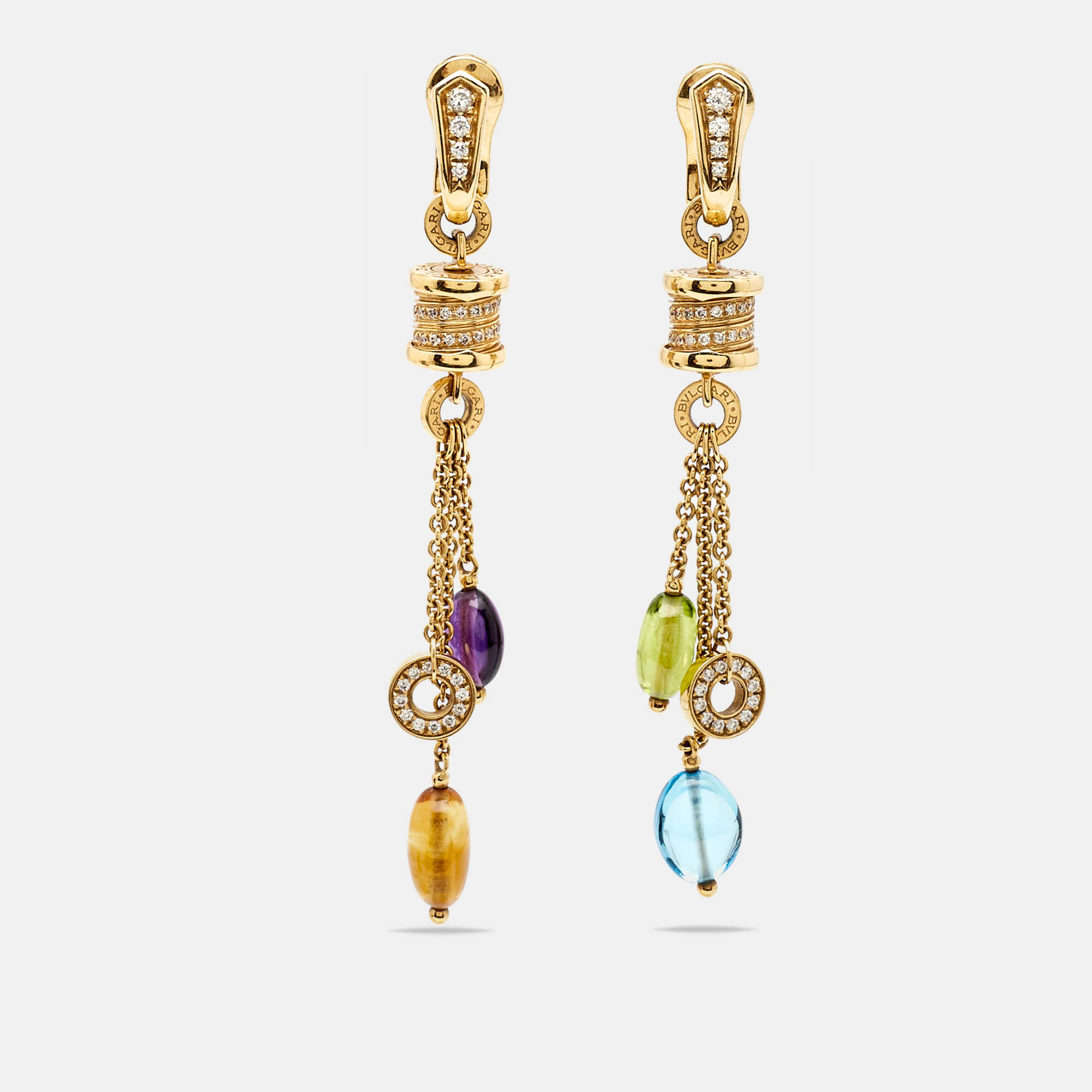 Bvlgari b.zero1 multi gemstone 18k yellow gold earrings