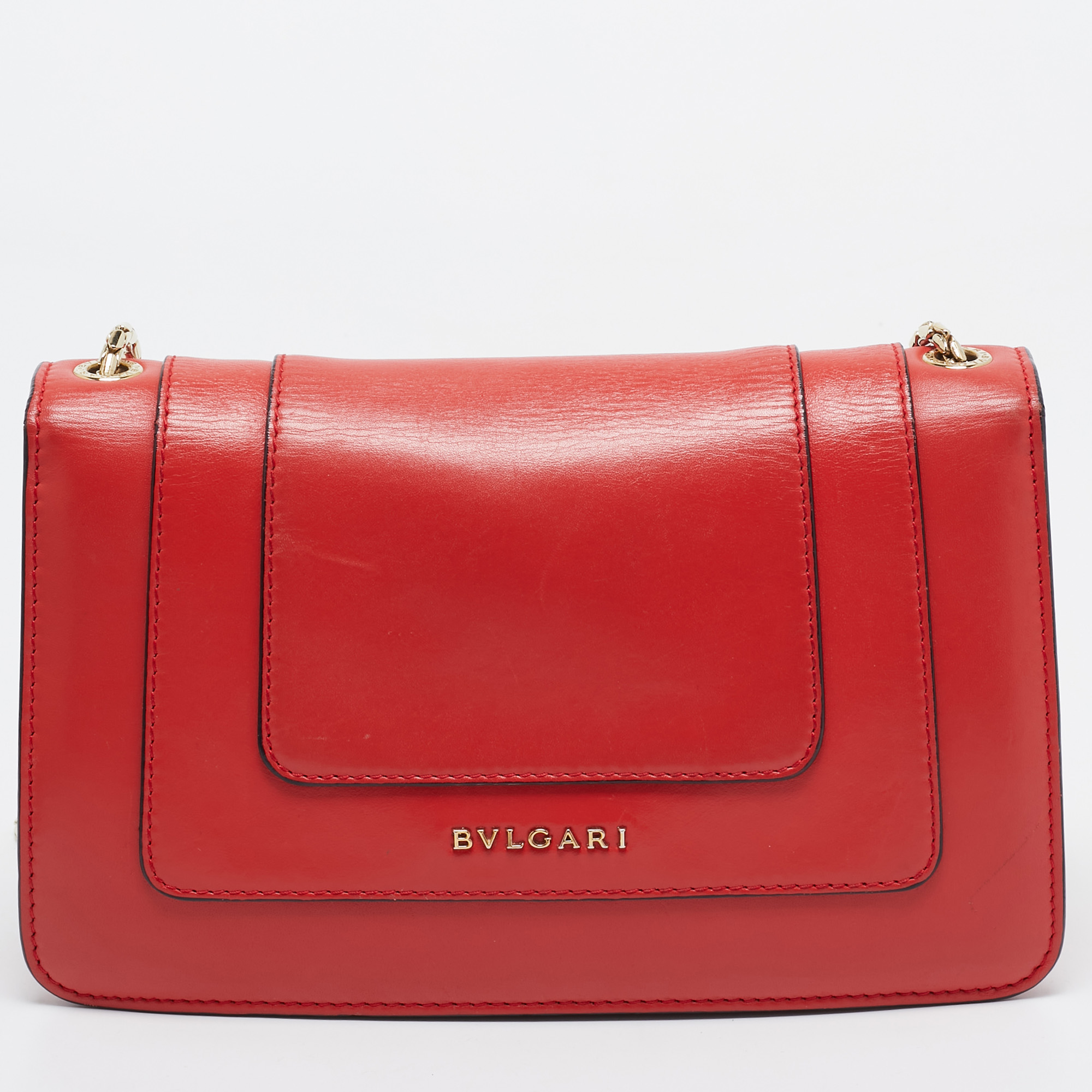 Bvlgari Red Leather Serpenti Forever East West Shoulder Bag