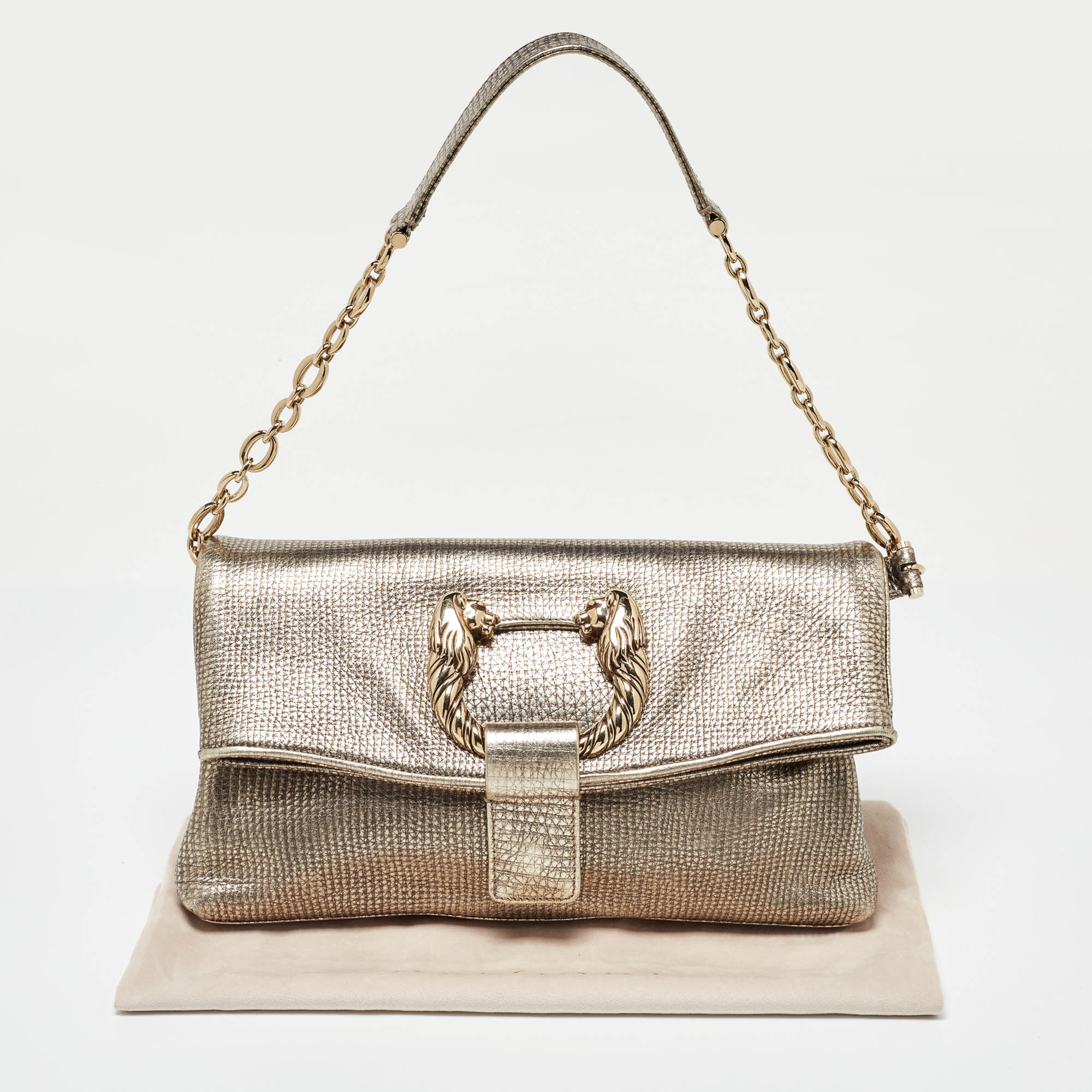 Bvlgari Metallic Leather Leoni Shoulder Bag