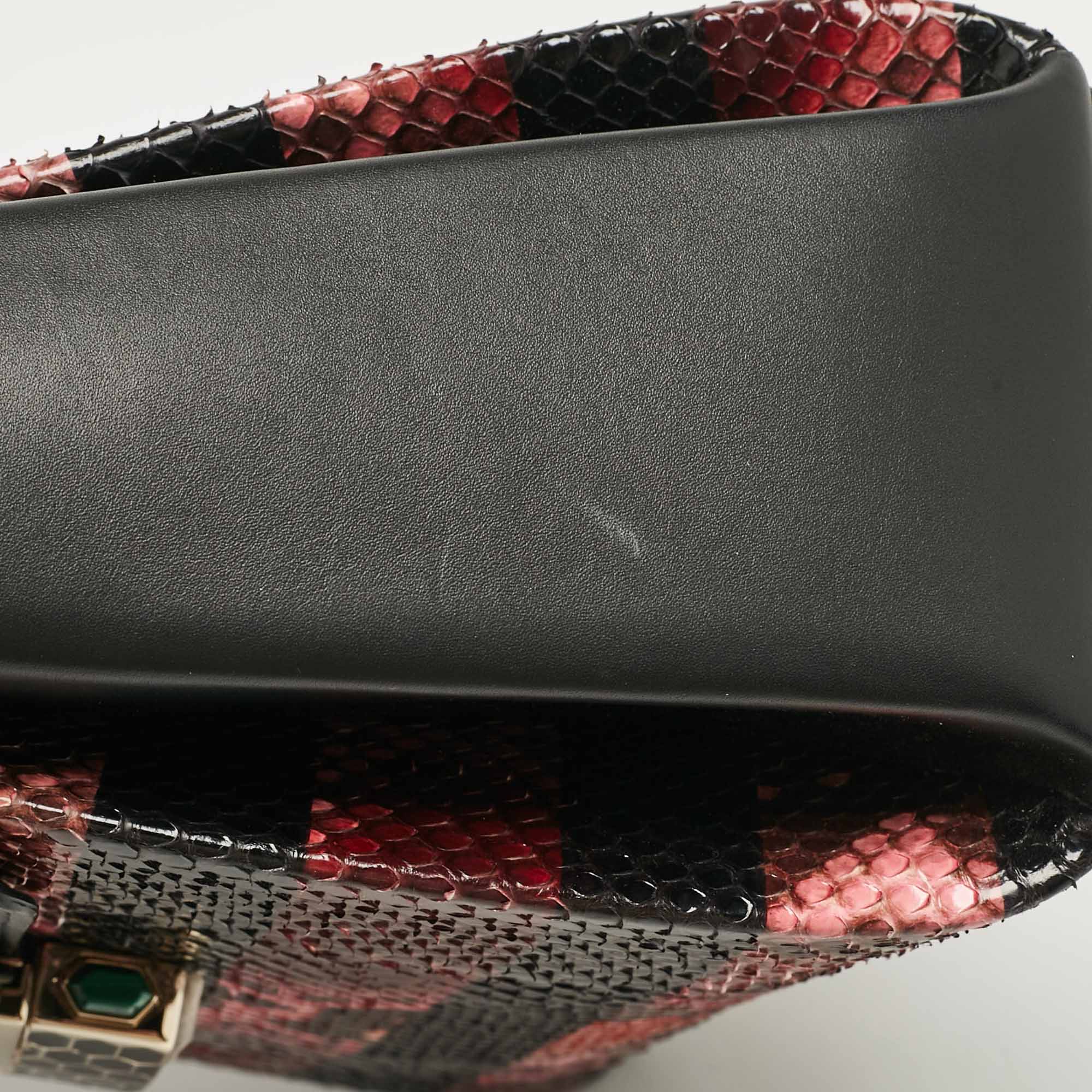 Bvlgari Black/Multicolor Python And Leather Small Serpenti Viper Top Handle Bag