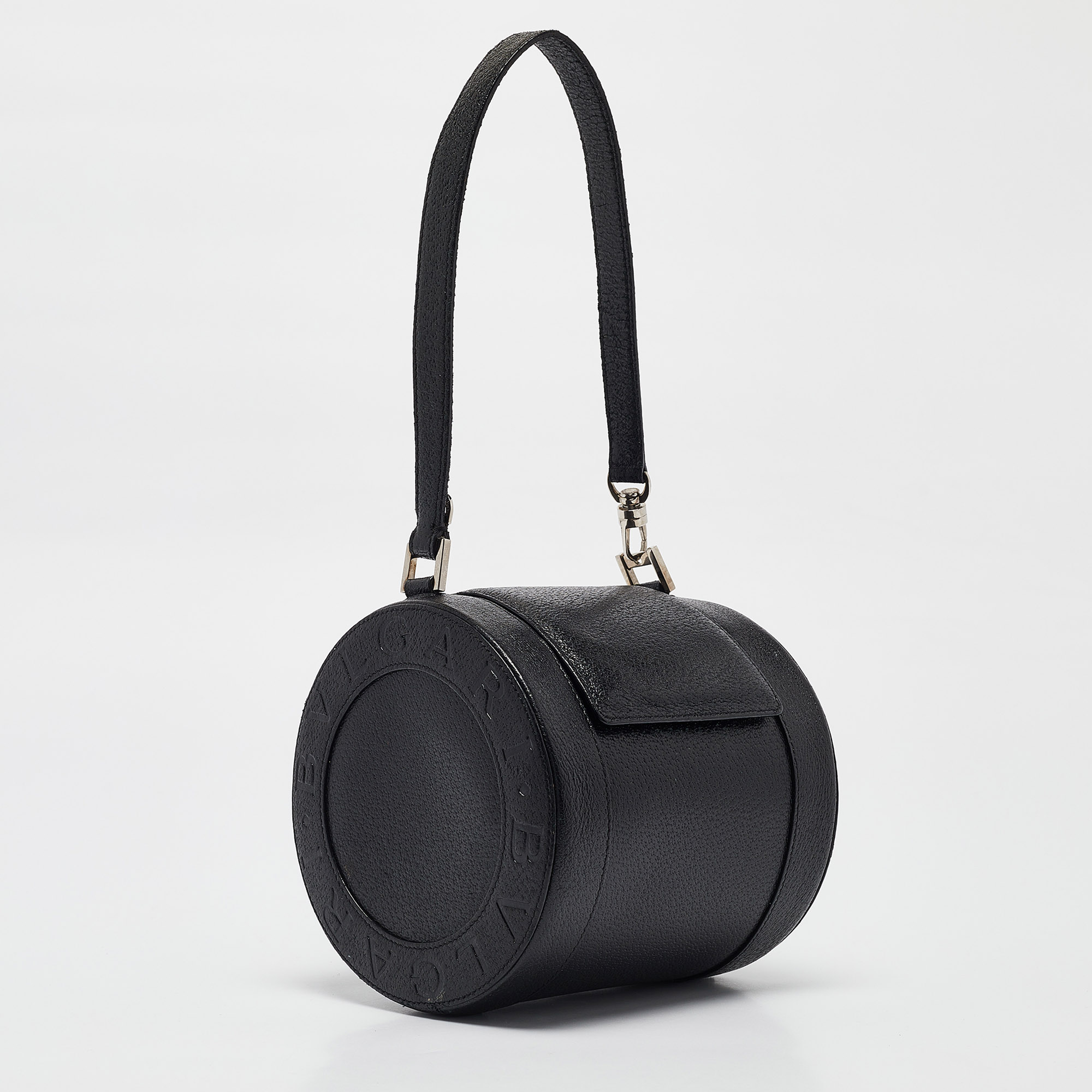 Bvlgari Black Leather B.Zero1 Barrel Bag