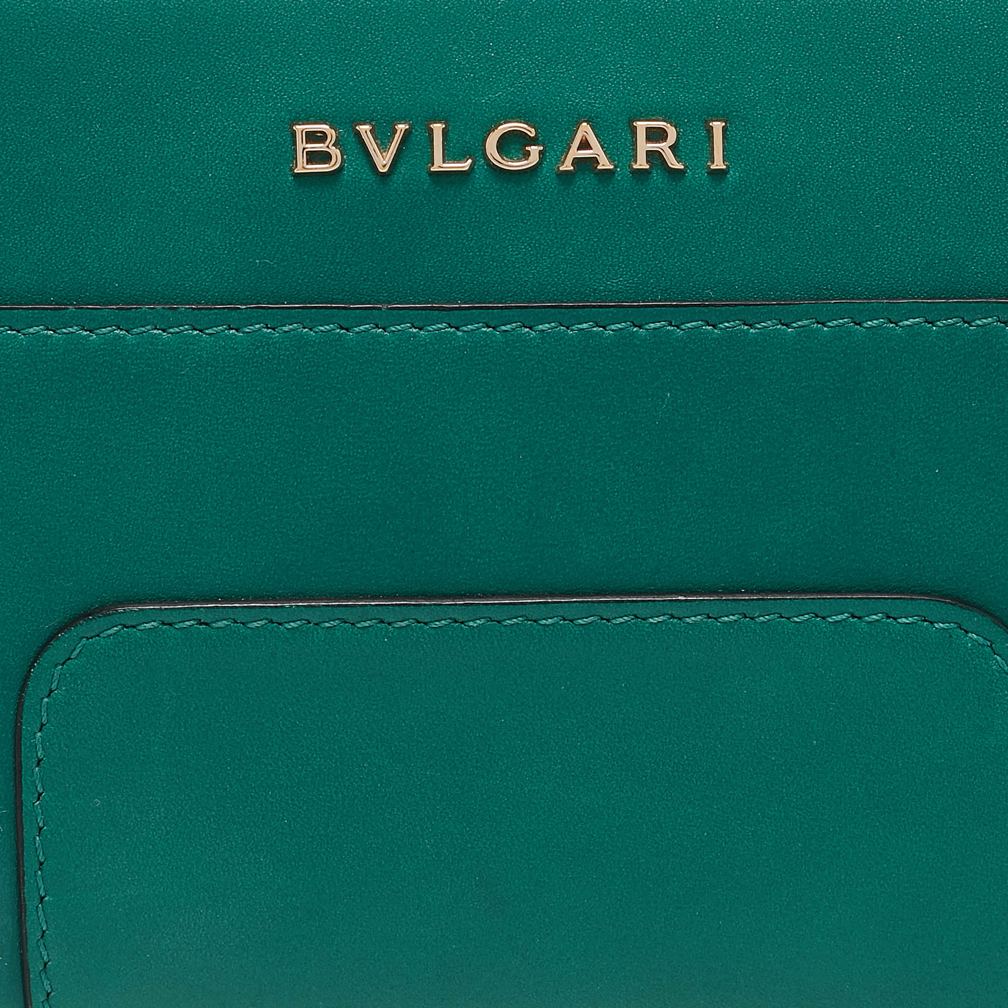 Bvlgari Green Leather Serpenti Forever Zip Around Wallet