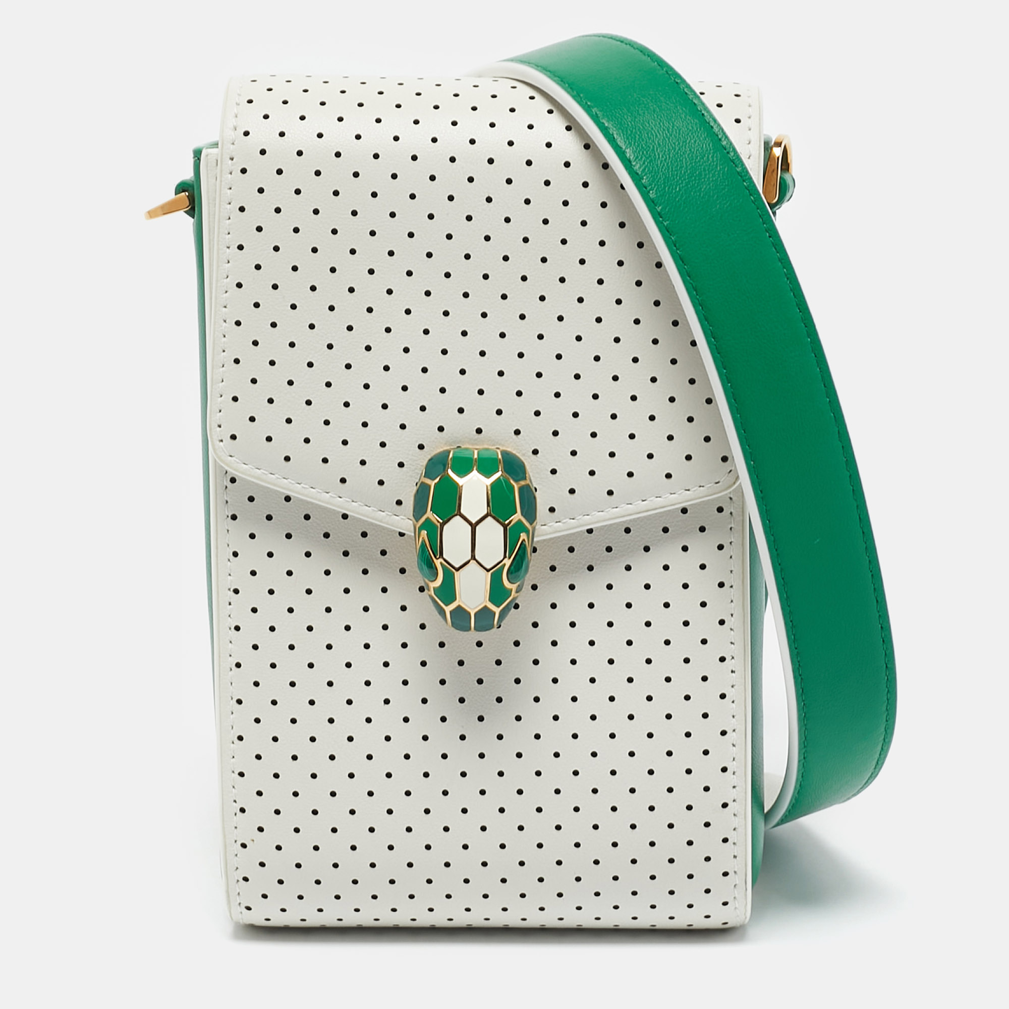 Bvlgari x Casablanca White/Green Perforated Leather Apres Tennis Crossbody Bag
Bvlgari x Casablanca White/Green Perforated Leather Apres Tennis Crossbody Bag
