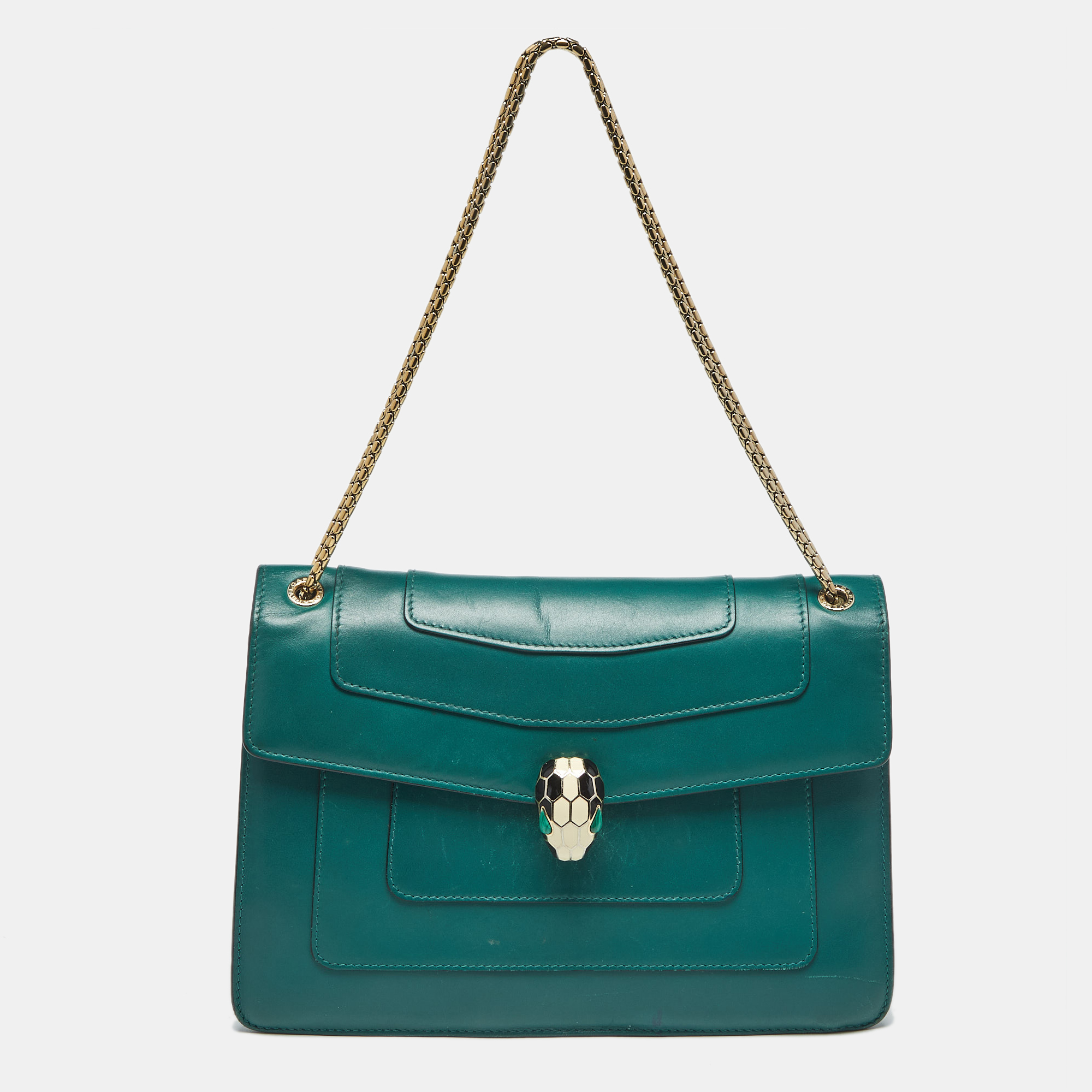 Bvlgari Green Leather Medium Serpenti Forever Shoulder Bag - Bvlgari - Modalova