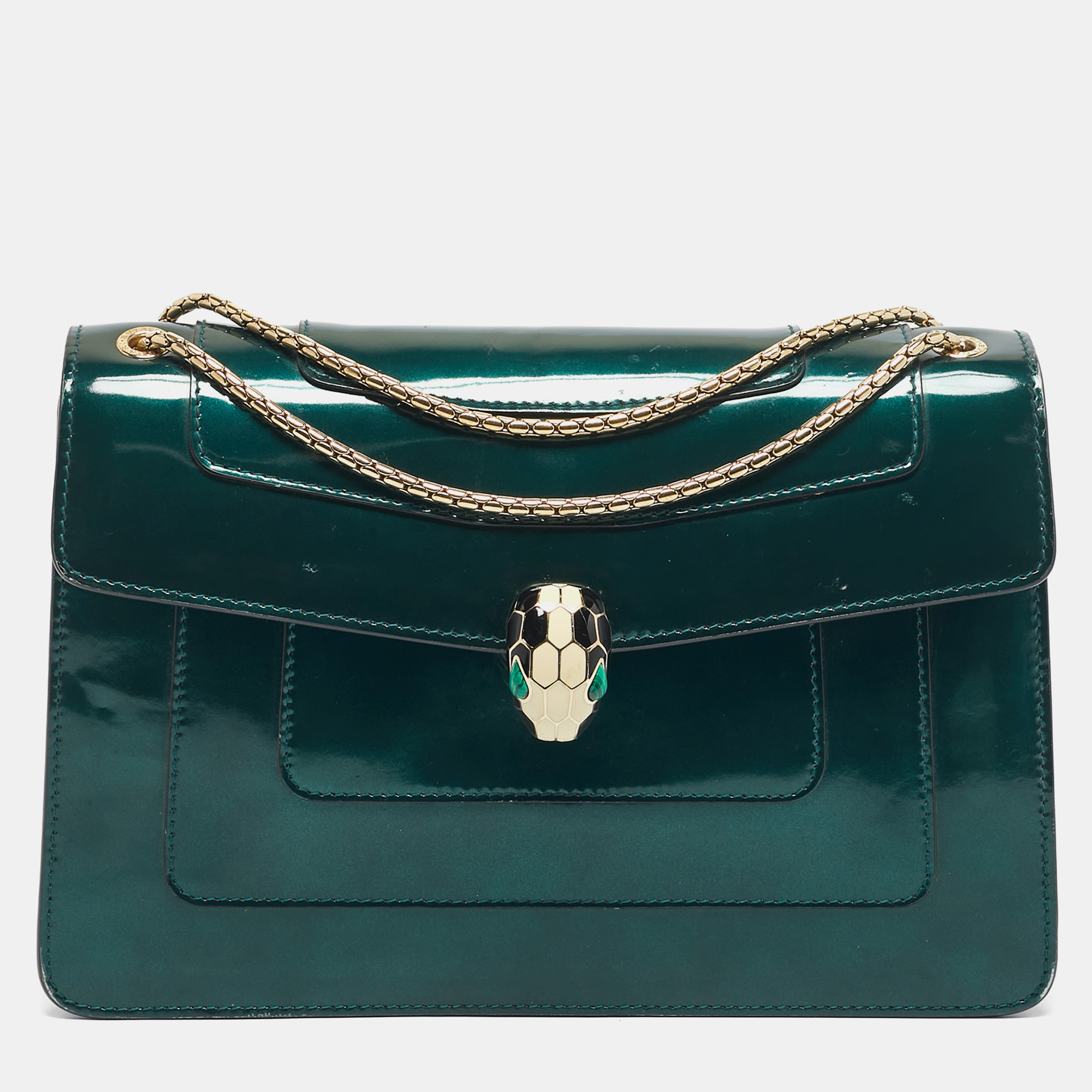 Bvlgari Green Patent Leather Medium Serpenti Forever Shoulder Bag - Bvlgari - Modalova