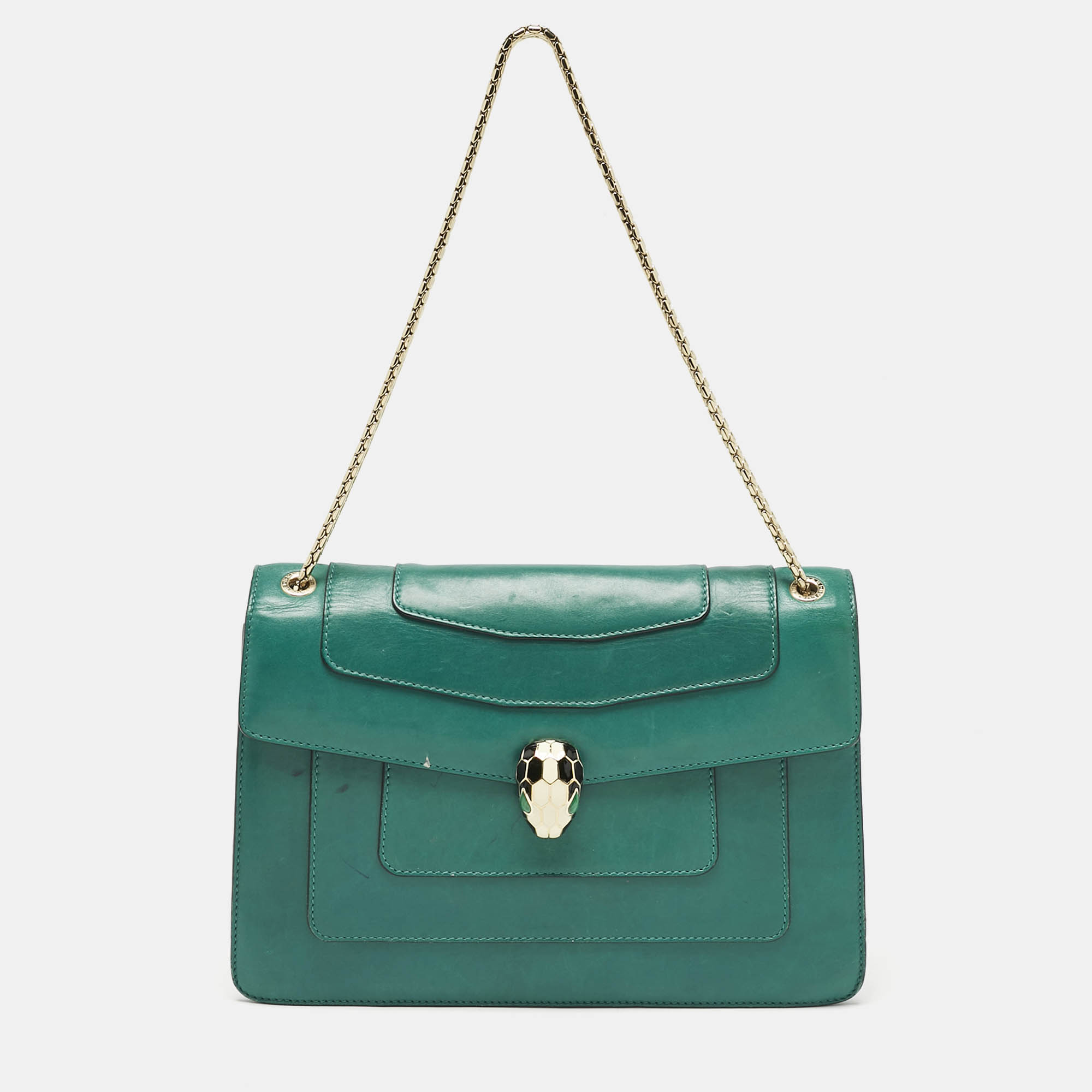 Bvlgari Green Leather Medium Serpenti Forever Shoulder Bag - Bvlgari - Modalova