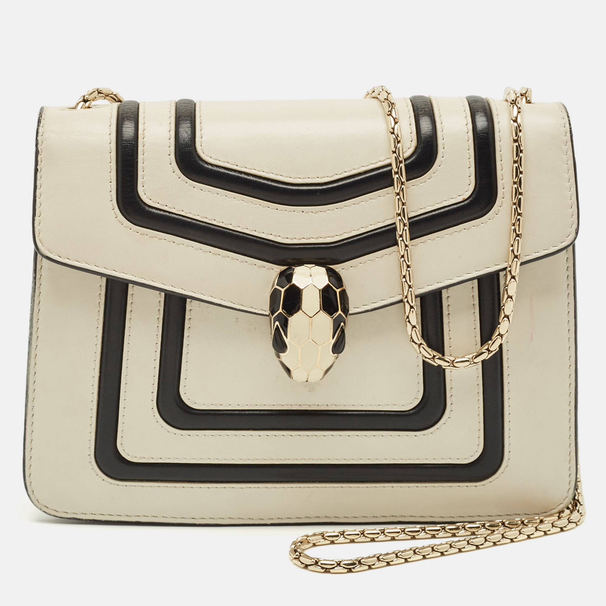 Bvlgari Serpenti Forever Off White/Black Leather Shoulder Bag
Bvlgari Serpenti Forever Off White/Black Leather Shoulder Bag
