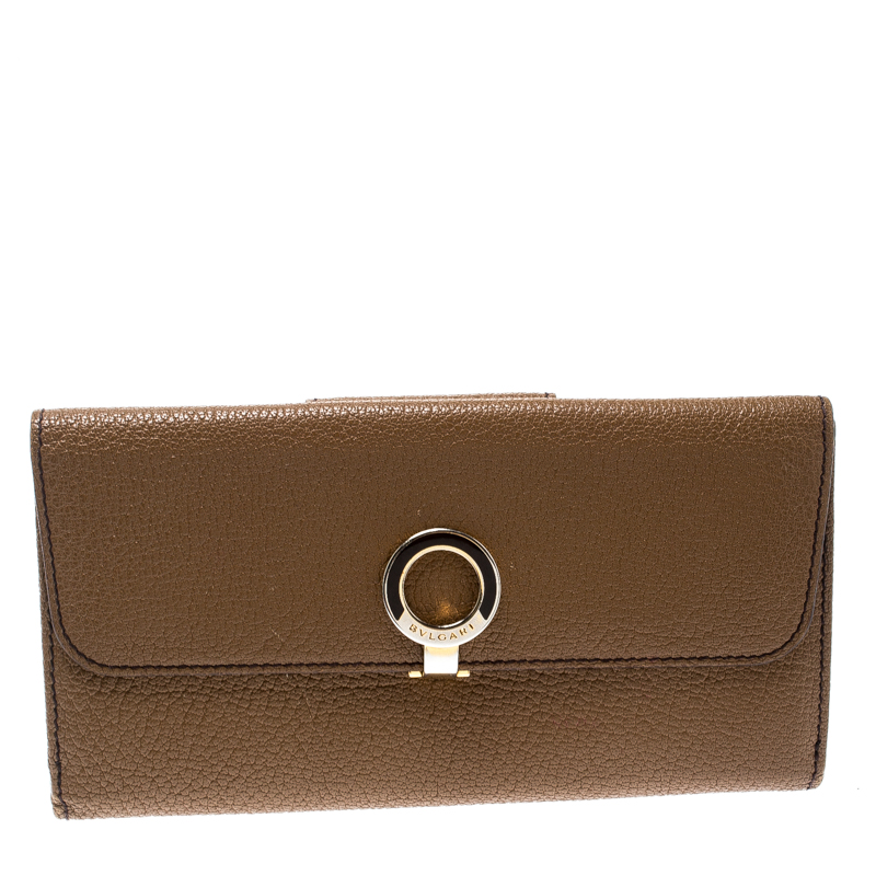 Image of Bvlgari Brown Leather Trifold Wallet