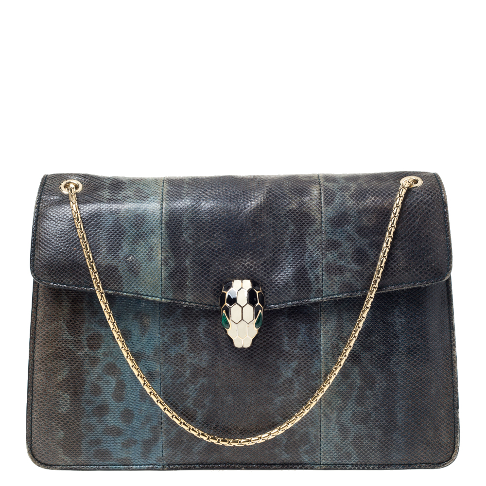 Image of Bvlgari Green Karung Medium Serpenti Forever Shoulder Bag