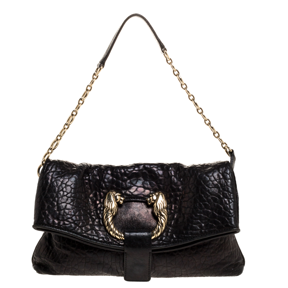Image of Bvlgari Black Leather Small Leoni Shoulder Bag