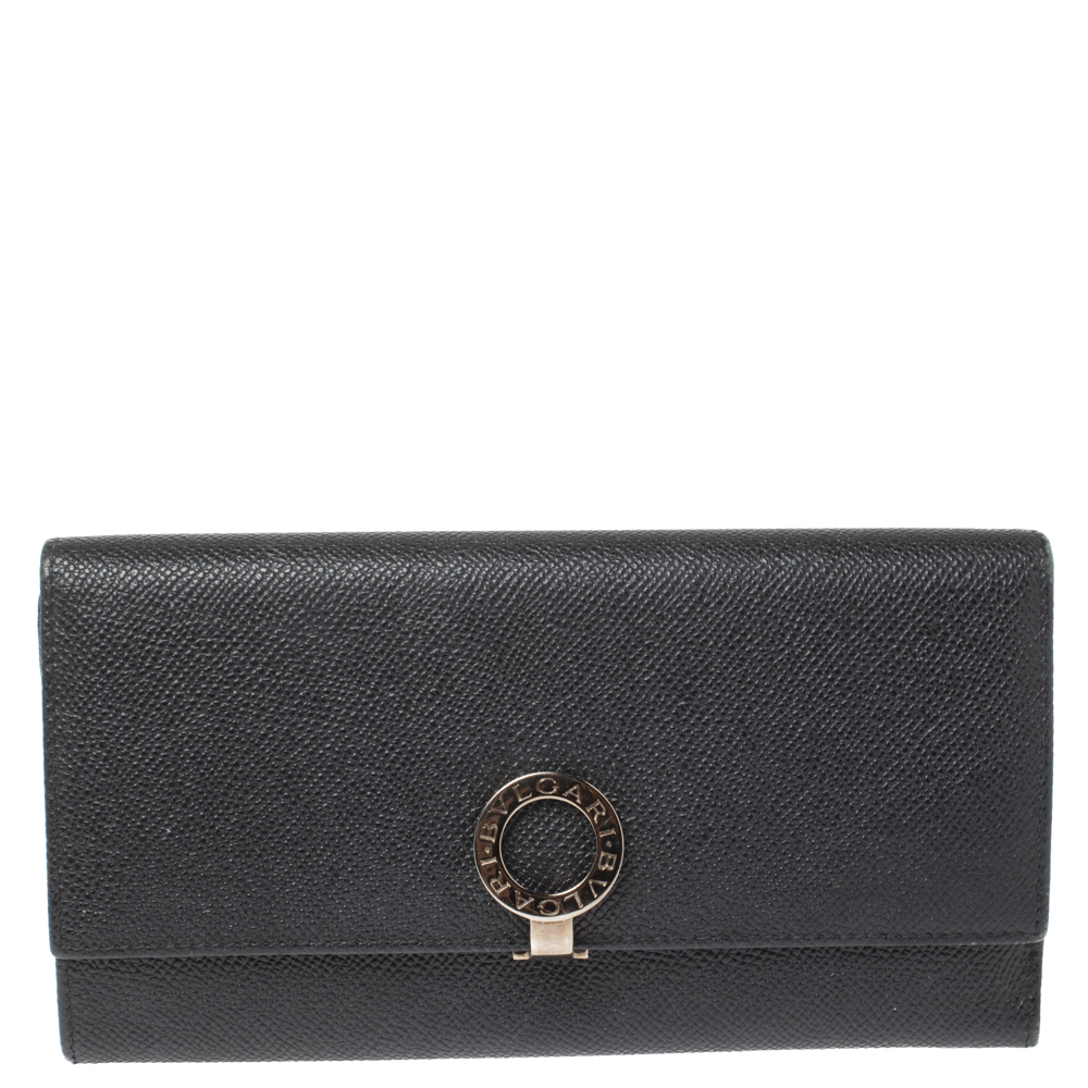 Image of Bvlgari Black Leather Continental Wallet