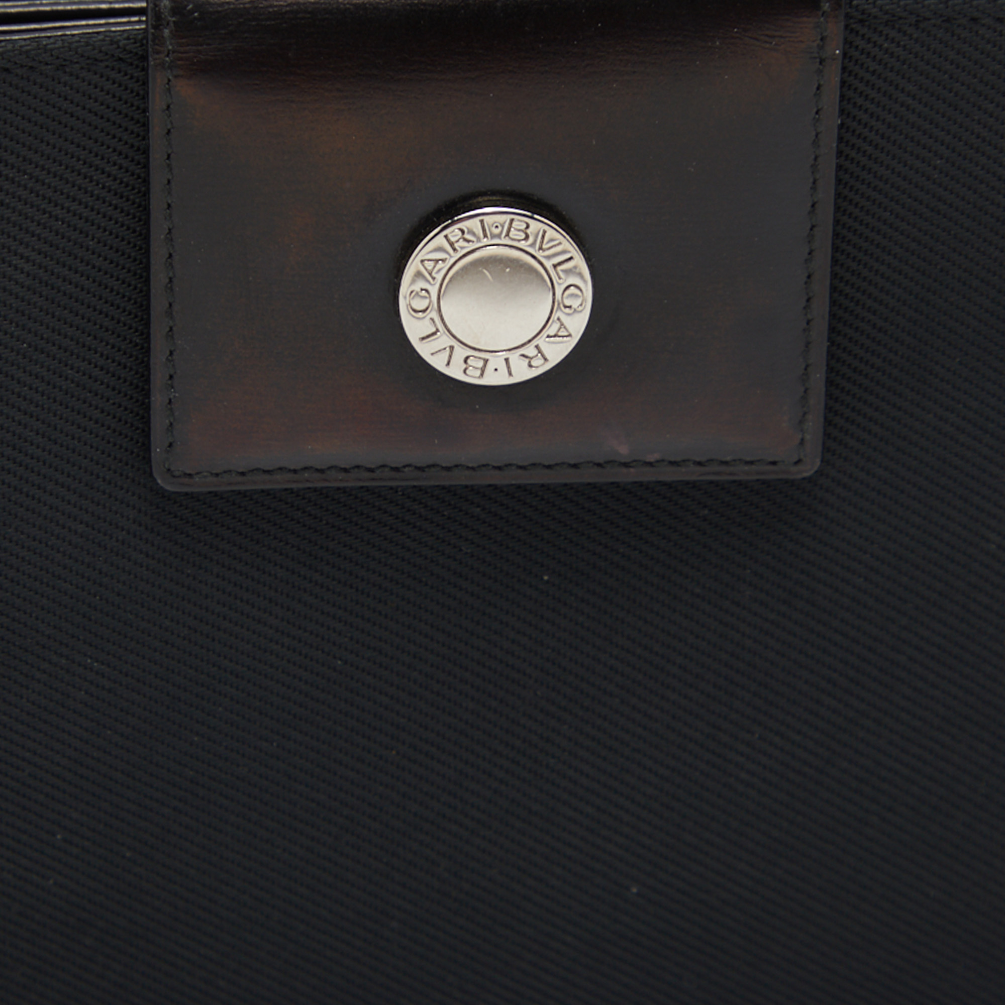 Bvlgari Black Canvas And Leather Compact Wallet