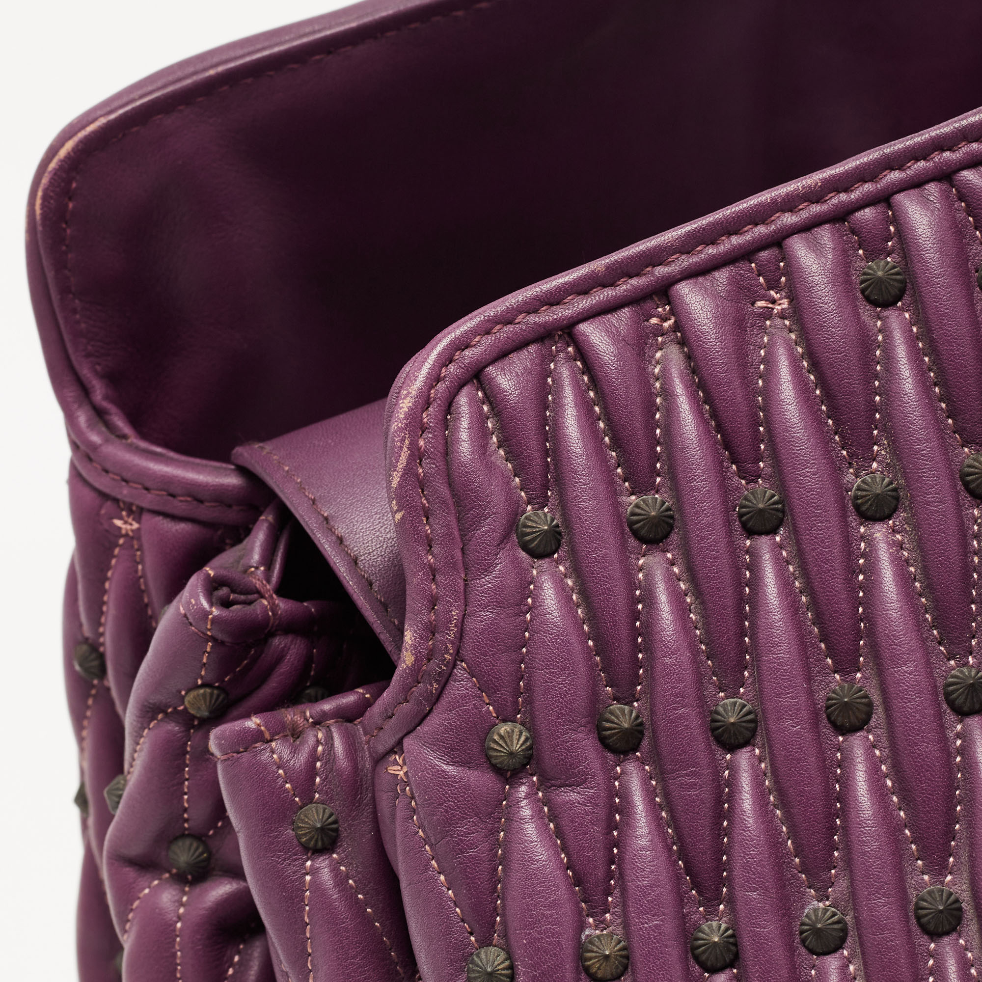 Bvlgari Purple Pleated Leather Twistino Tina Tote