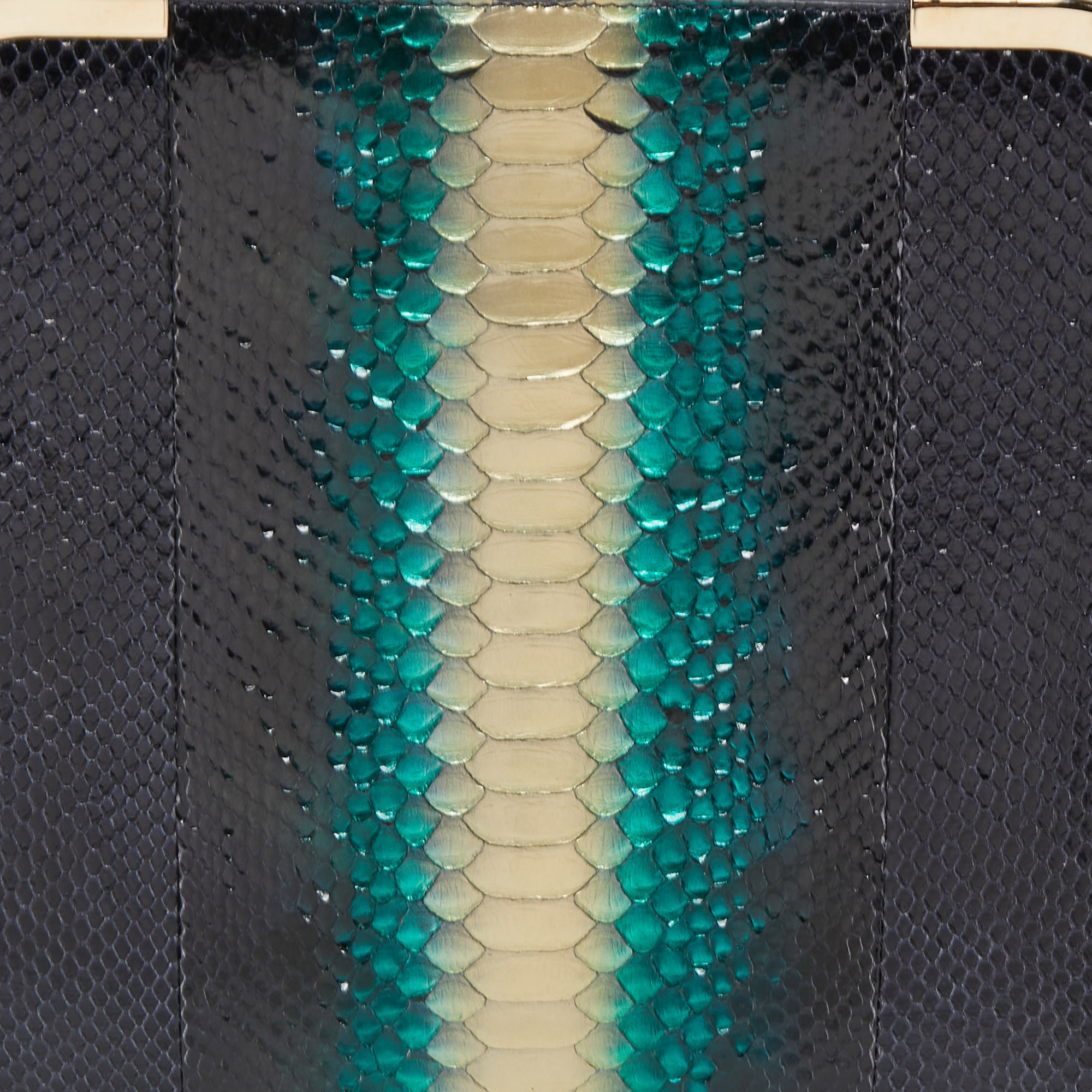 Bvlgari Multicolor Python Metal Side Frame Satchel