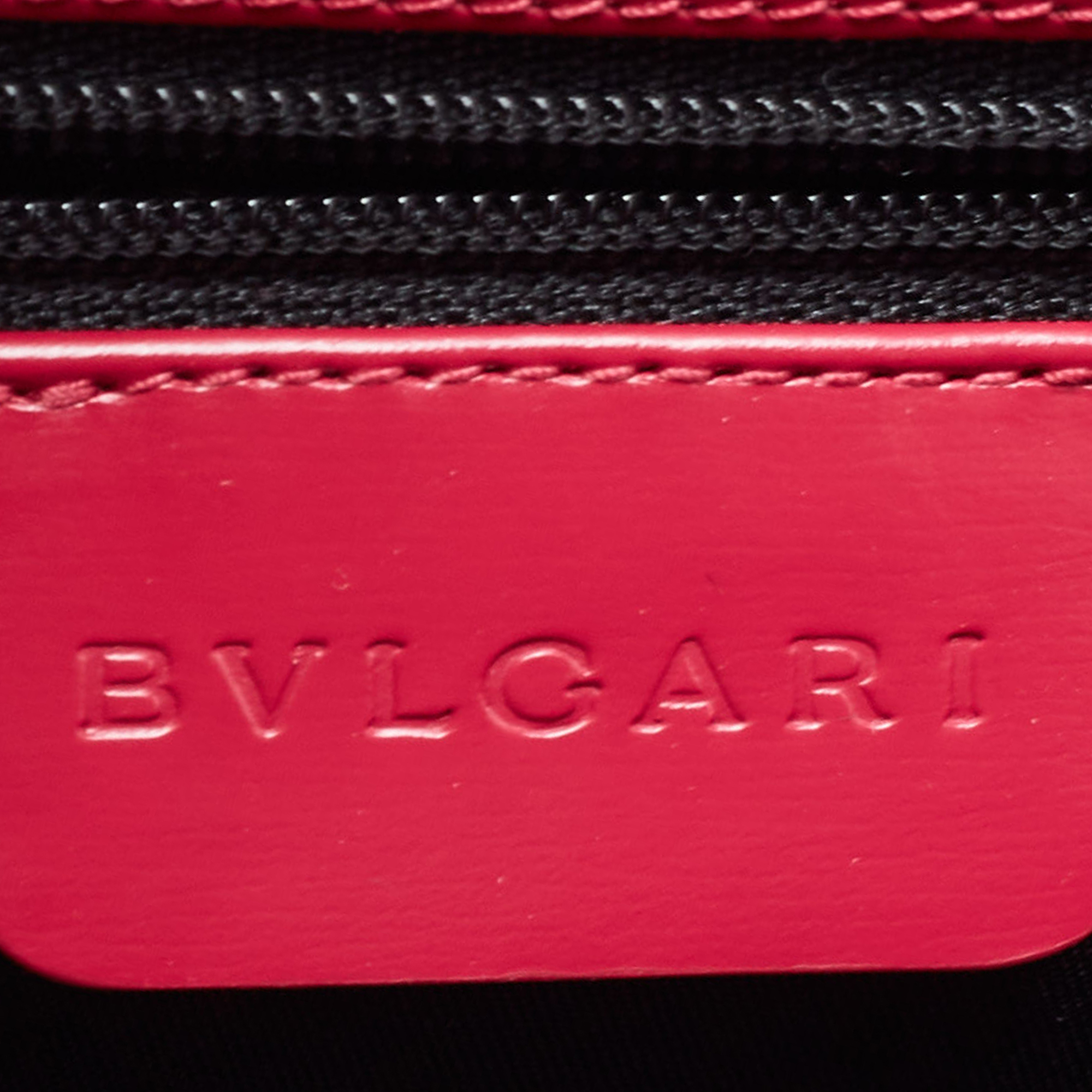 Bvlgari Burgundy/White Printed Fabric And Leather Flap Baguette Bag