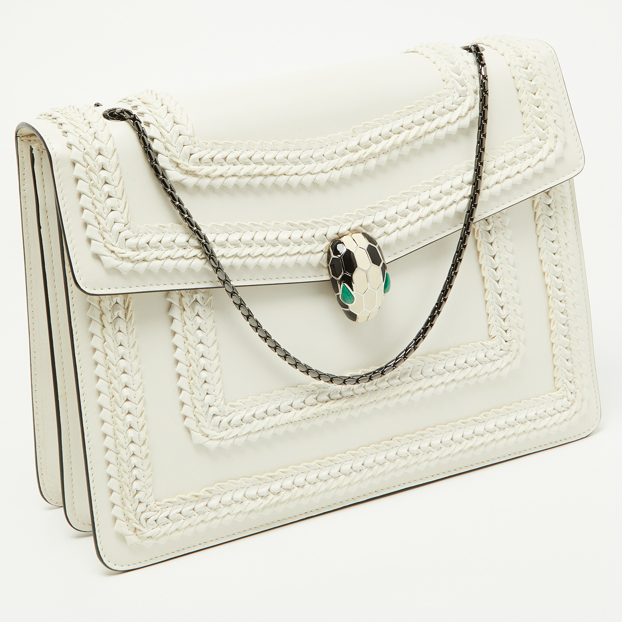 Bvlgari Off White Leather Large Serpenti Forever Shoulder Bag