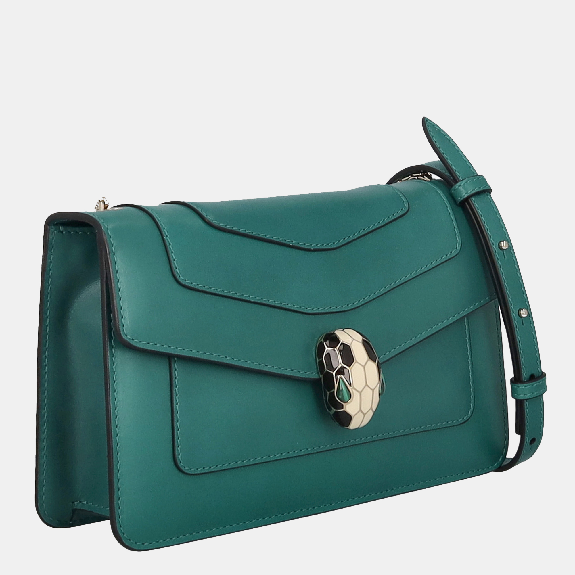 Bvlgari Serpenti - Women's Leather Shoulder Bag - Green - One Size
