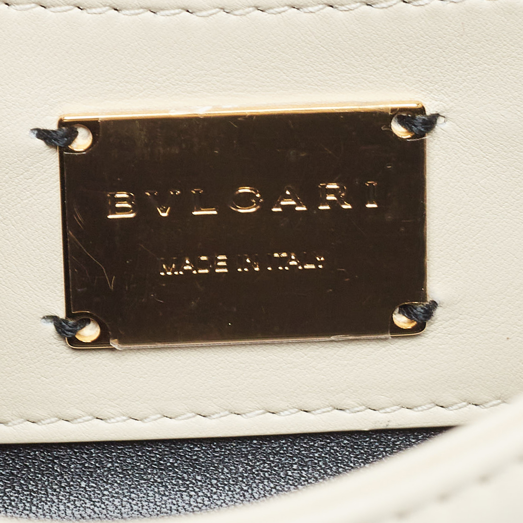 Bvlgari Ivory Quilted Leather Mini Serpenti Cabochon Crossbody Bag