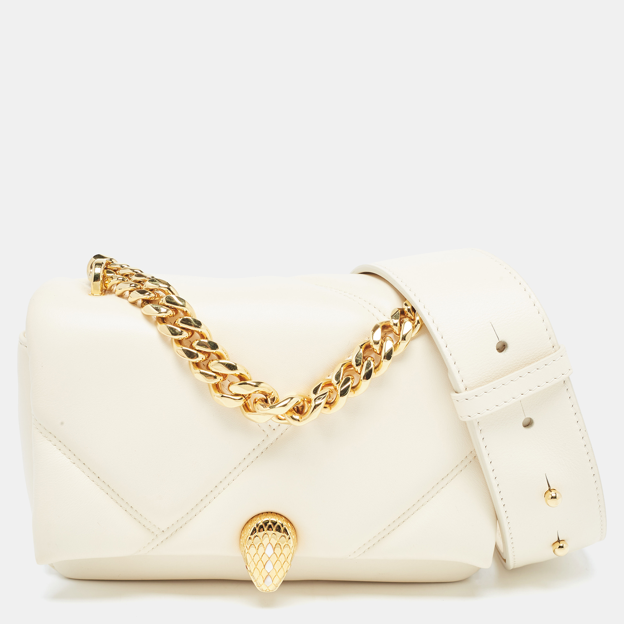 Bvlgari Ivory Quilted Leather Mini Serpenti Cabochon Crossbody Bag