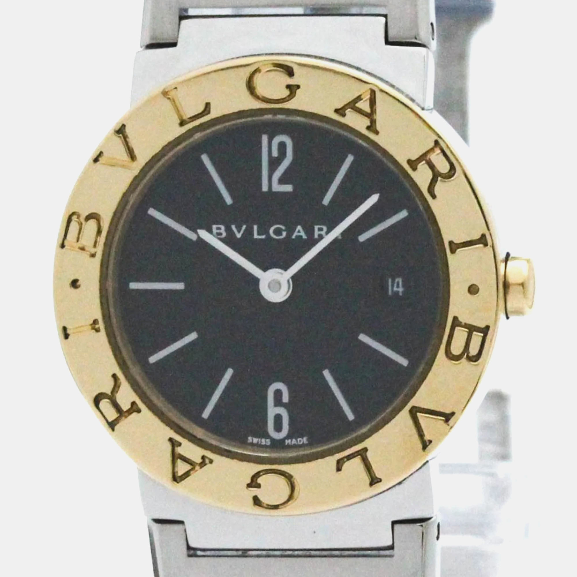 Bvlgari black 18k yellow gold bvlgari bvlgari quartz women's wristwatch 26 mm