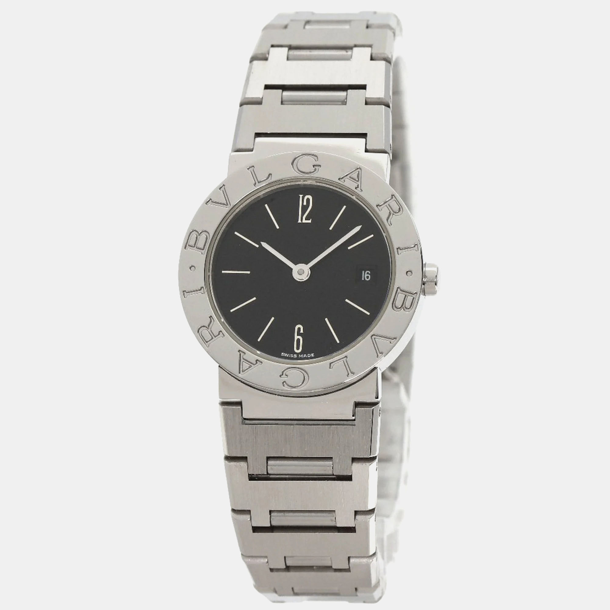 Bvlgari black stainless steel bvlgari bvlgari bb26ssd quartz women's wristwatch 26 mm