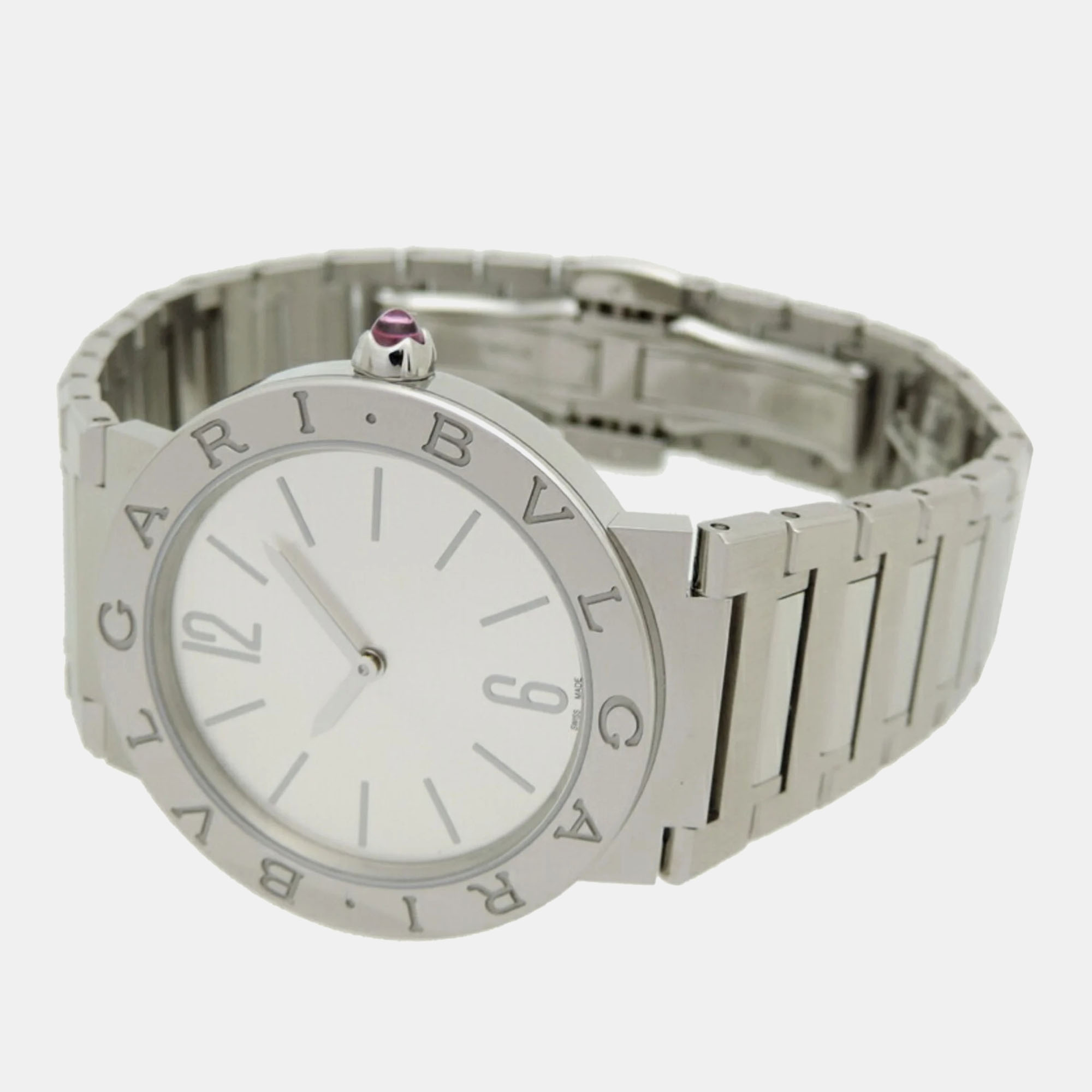 Bvlgari Silver Stainless Steel Bvlgari Bvlgari Quartz Women's Wristwatch 33 Mm