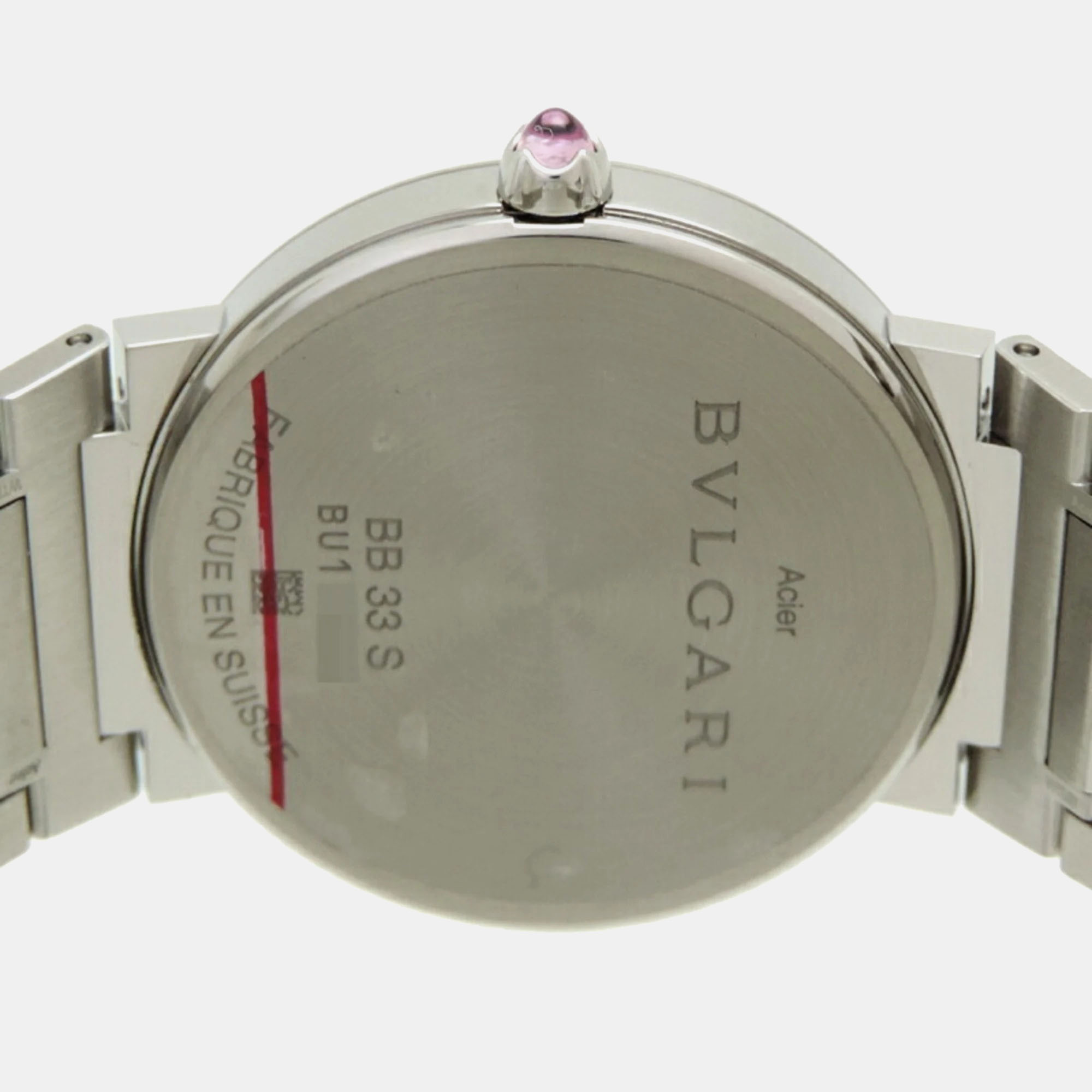 Bvlgari Silver Stainless Steel Bvlgari Bvlgari Quartz Women's Wristwatch 33 Mm