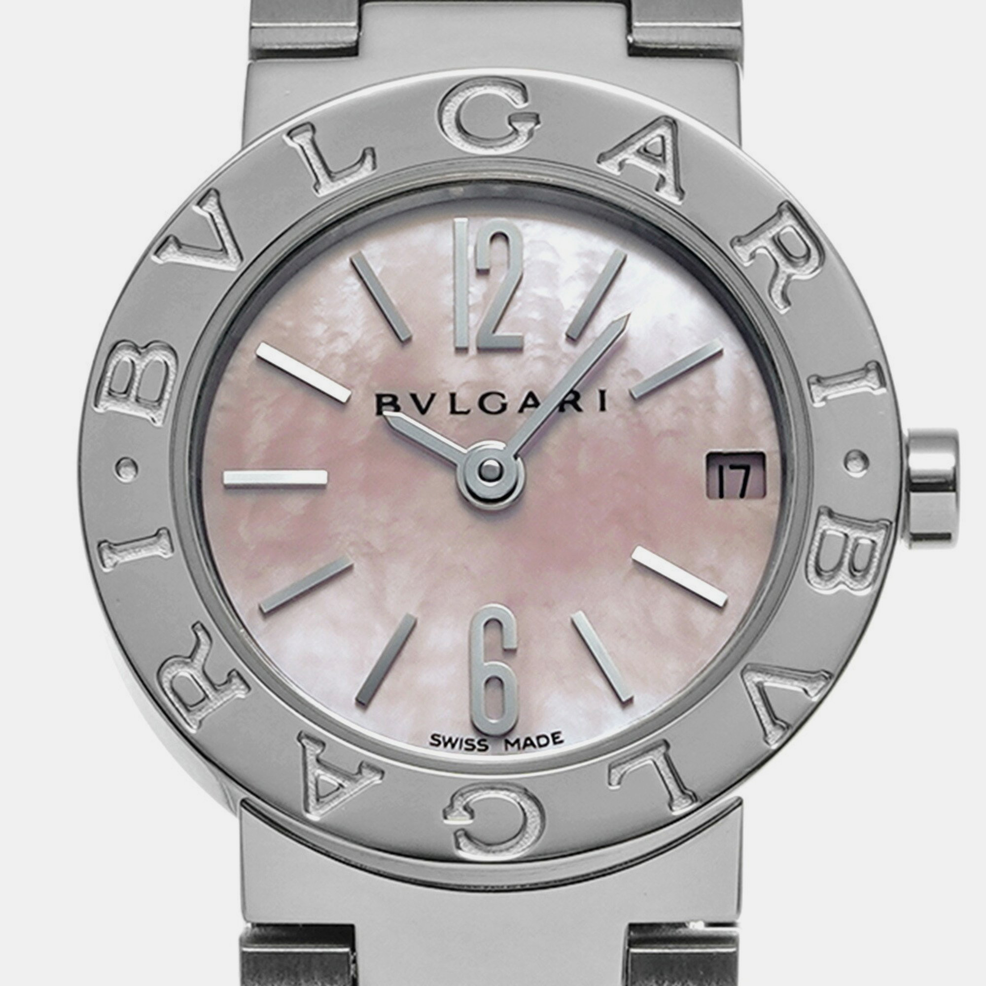 Bvlgari Pink Shell Stainless Steel Bvlgari Bvlgari BB23SS Quartz Women's Wristwatch 23 Mm