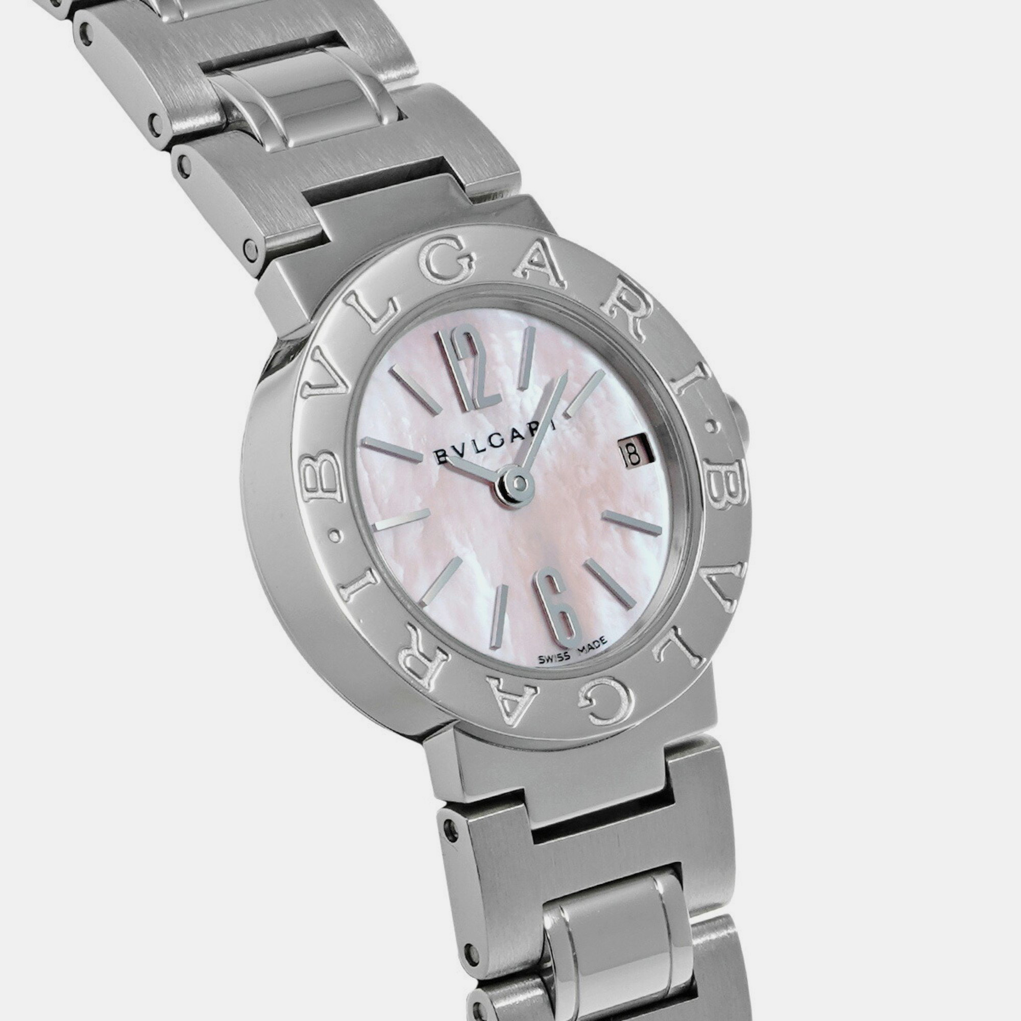 Bvlgari Pink Shell Stainless Steel Bvlgari Bvlgari BB23SS Quartz Women's Wristwatch 23 Mm