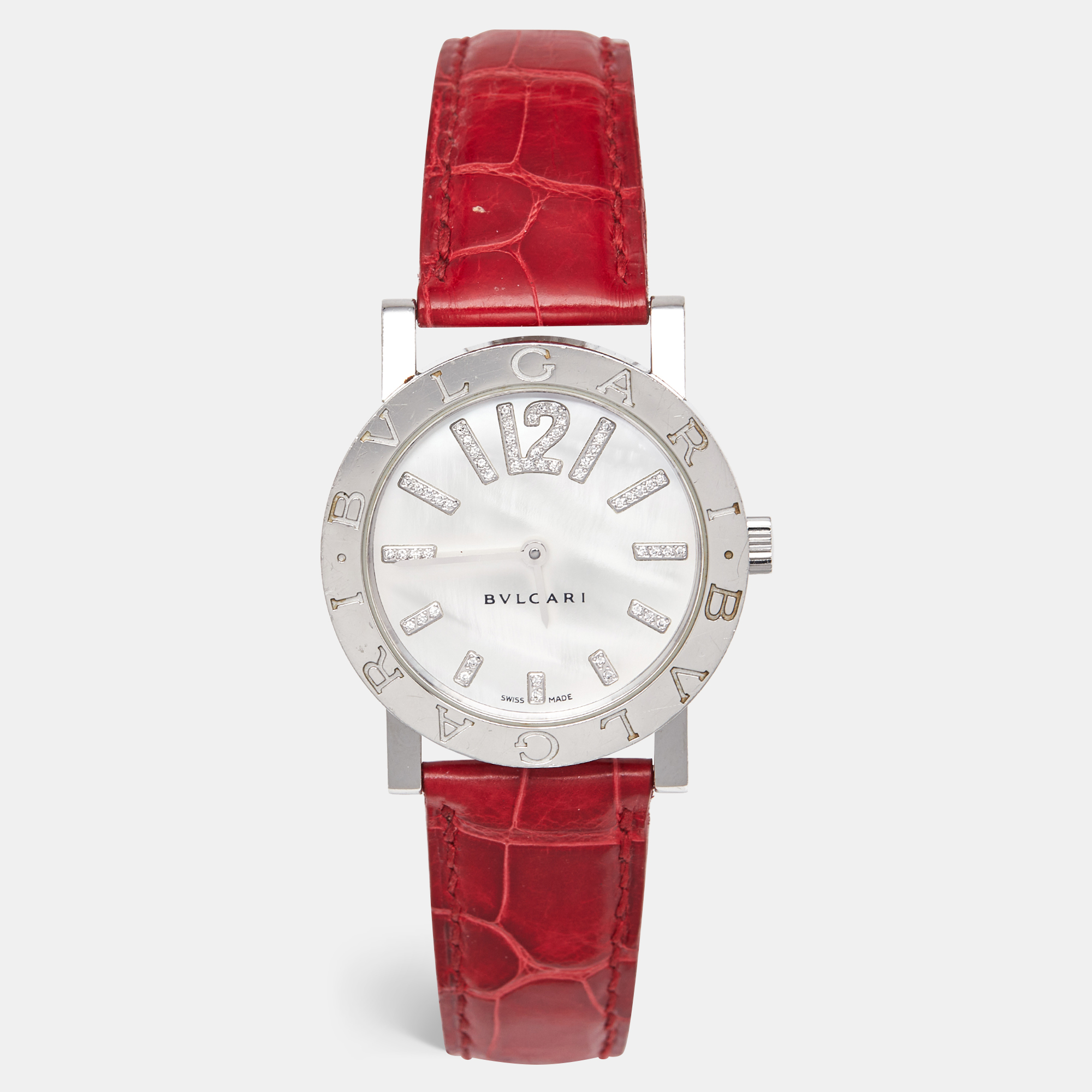 Bvlgari Mother Of Pearl Diamond Stainless Steel Bvlgari Bvlgari BB, Red
Bvlgari Mother Of Pearl Diamond Stainless Steel Bvlgari Bvlgari BB, Red