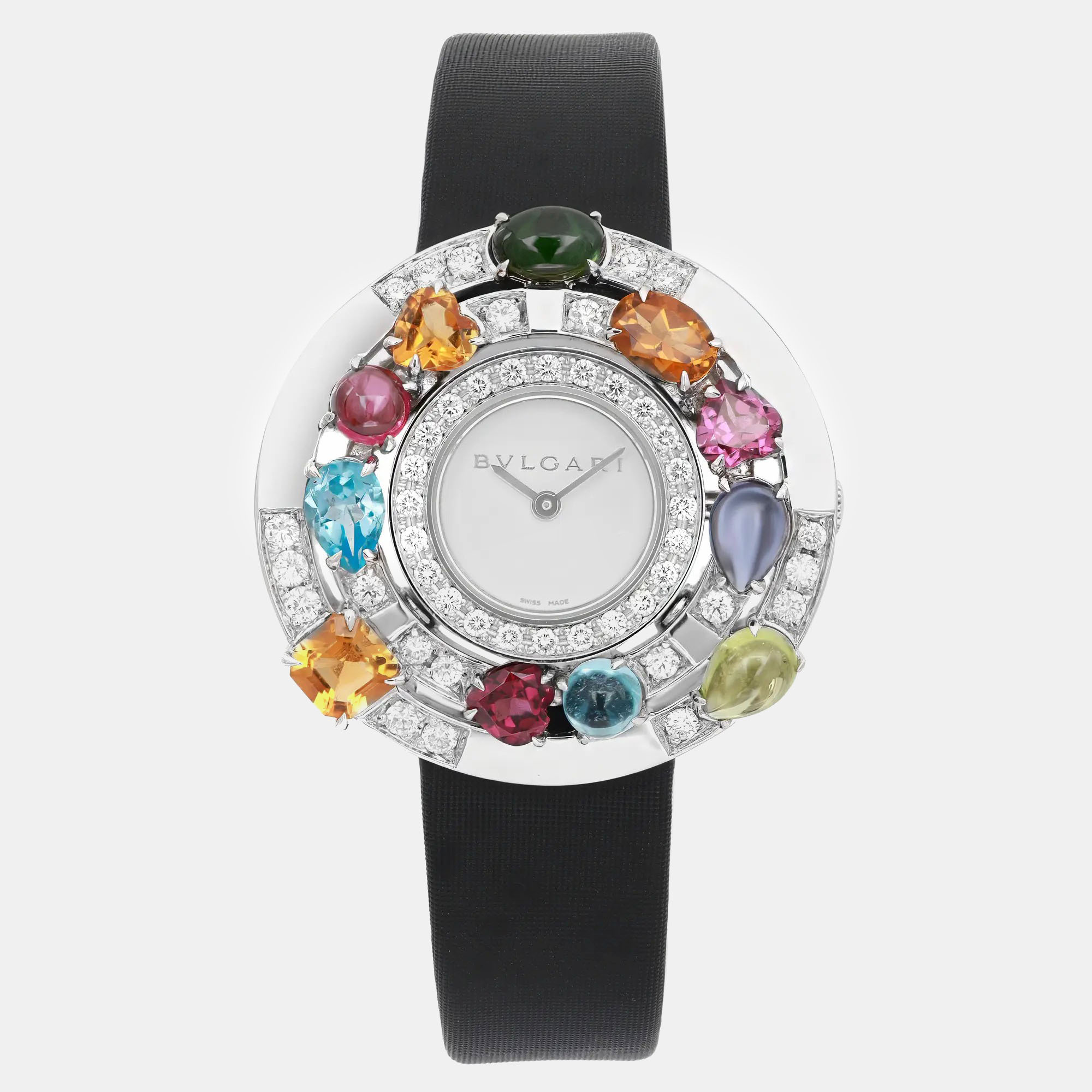 Bvlgari White Diamond 18k White Gold Astrale 101338 Quartz Women's Wristwatch 36 mm
Bvlgari White Diamond 18k White Gold Astrale 101338 Quartz Women's Wristwatch 36 mm