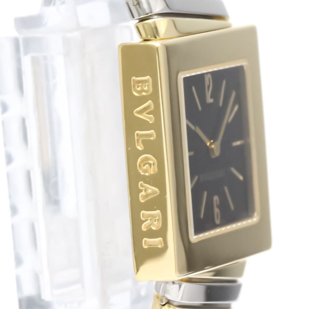 Bvlgari Black 18K Yellow Gold And Stainless Steel Tubogas Quadrato Women's Wristwatch 22 Mm