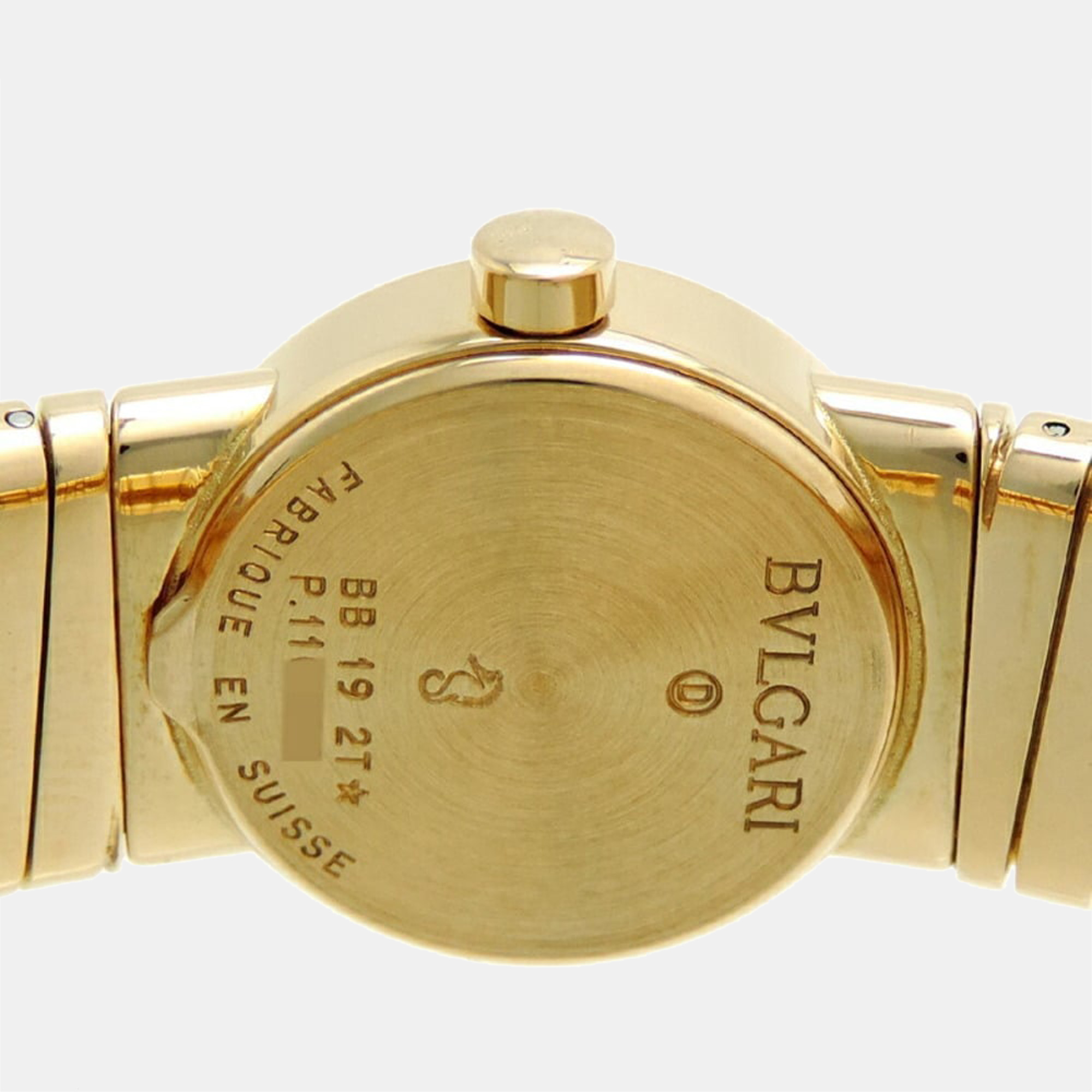 Bvlgari Black 18K Yellow Gold Tubogas Quartz BB19 2T Women's Wristwatch 19 Mm