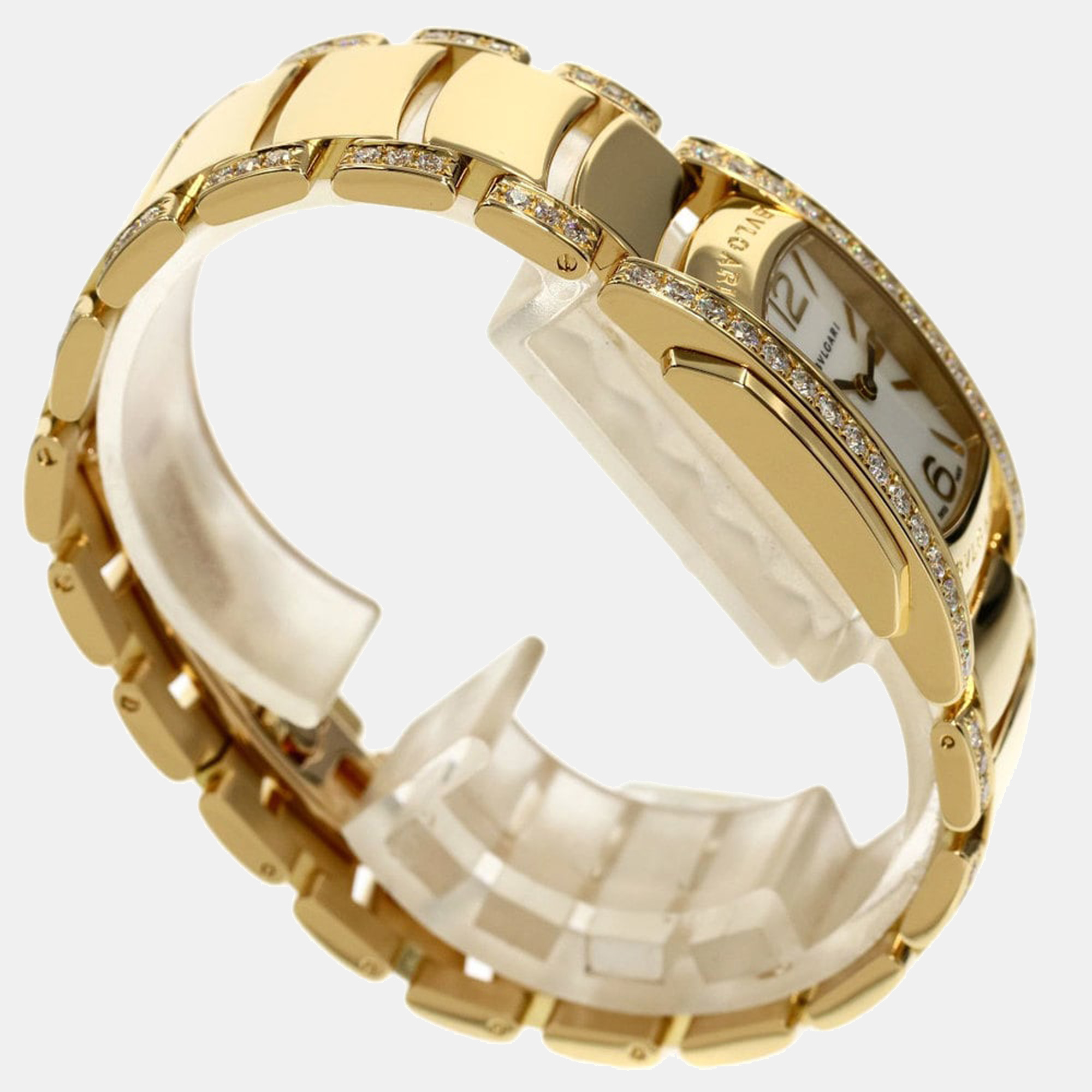 Bvlgari MOP Diamonds 18K Yellow Gold Assioma AA31G Automatic Women's Wristwatch 22 Mm