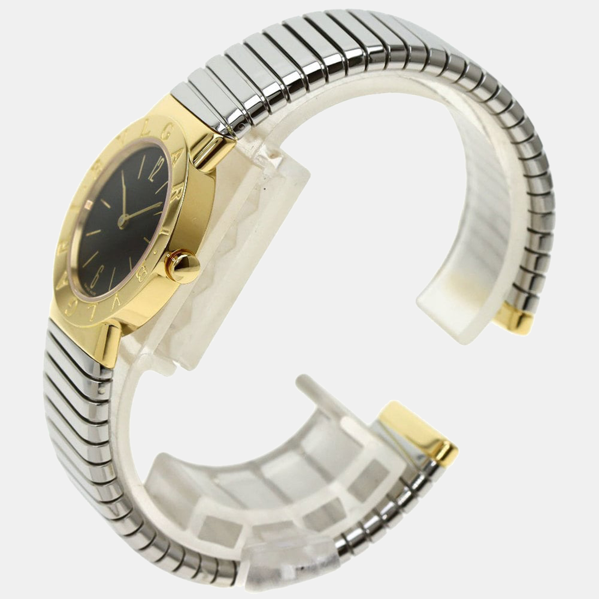 Bvlgari Black 18K Yellow Gold And Stainless Steel Tubogas BB262T Women's Wristwatch 26 Mm