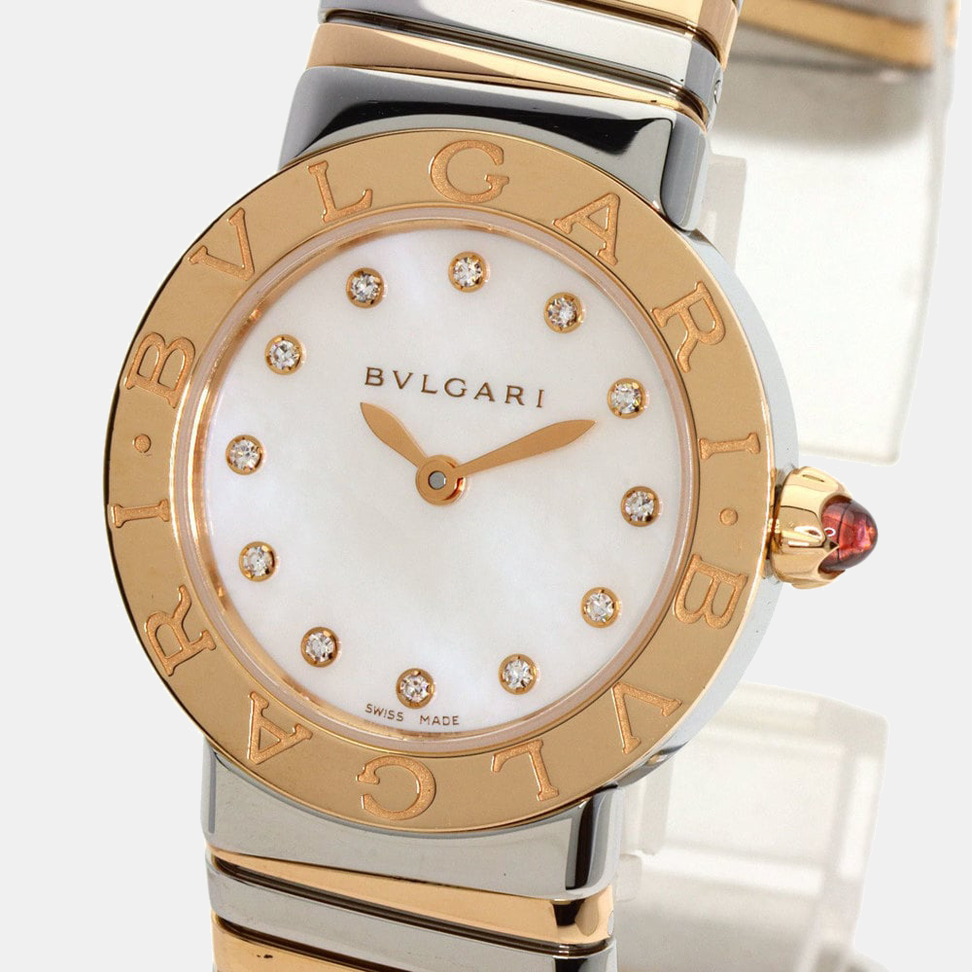 Bvlgari MOP 18K Rose Gold And Stainless Steel Serpenti Tubogas BBLP262TSG Women's Wristwatch 26 Mm
