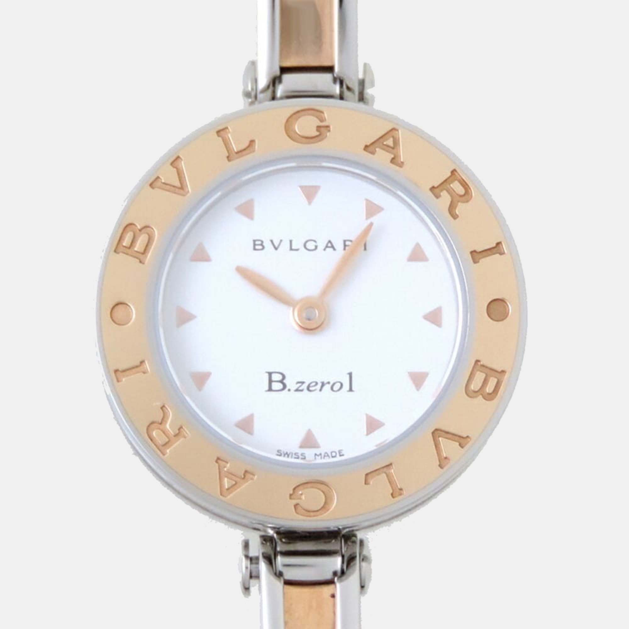 Bvlgari White 18K Rose Gold And Stainless Steel B.Zero1 BZ22SG Women's Wristwatch 22 Mm