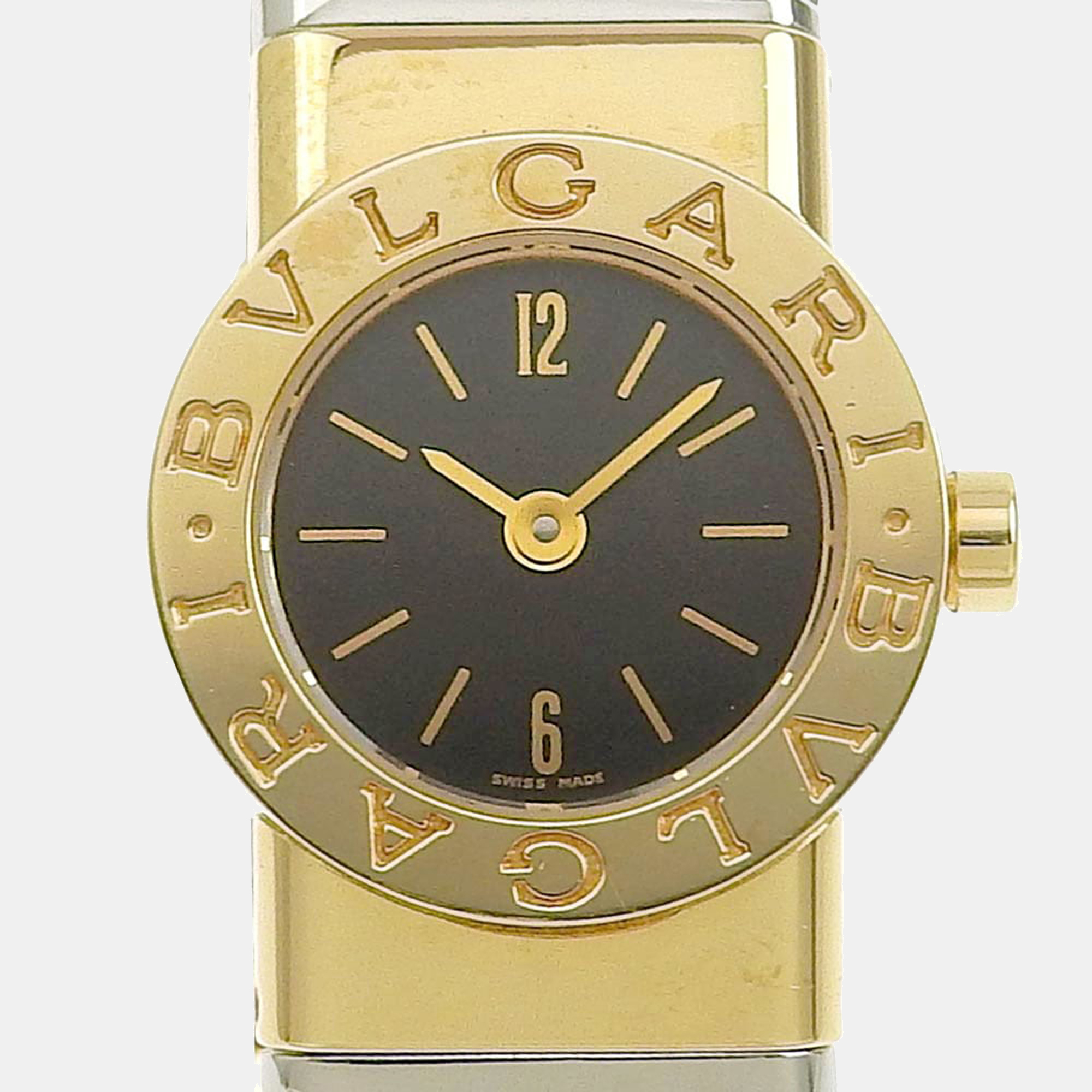 Bvlgari Black 18K Yellow Gold And Stainless Steel Serpenti Tubogas BB192TG Women's Wristwatch 19 Mm