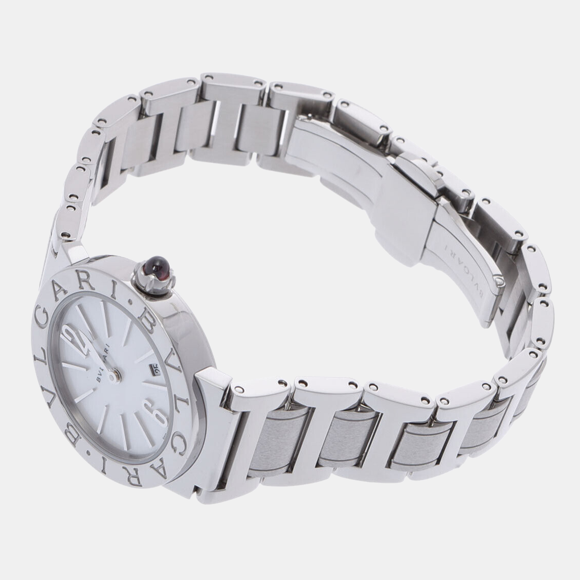Bvlgari White Shell Stainless Steel Bvlgari Bvlgari BB26WSSD Quartz Women's Wristwatch 26 Mm