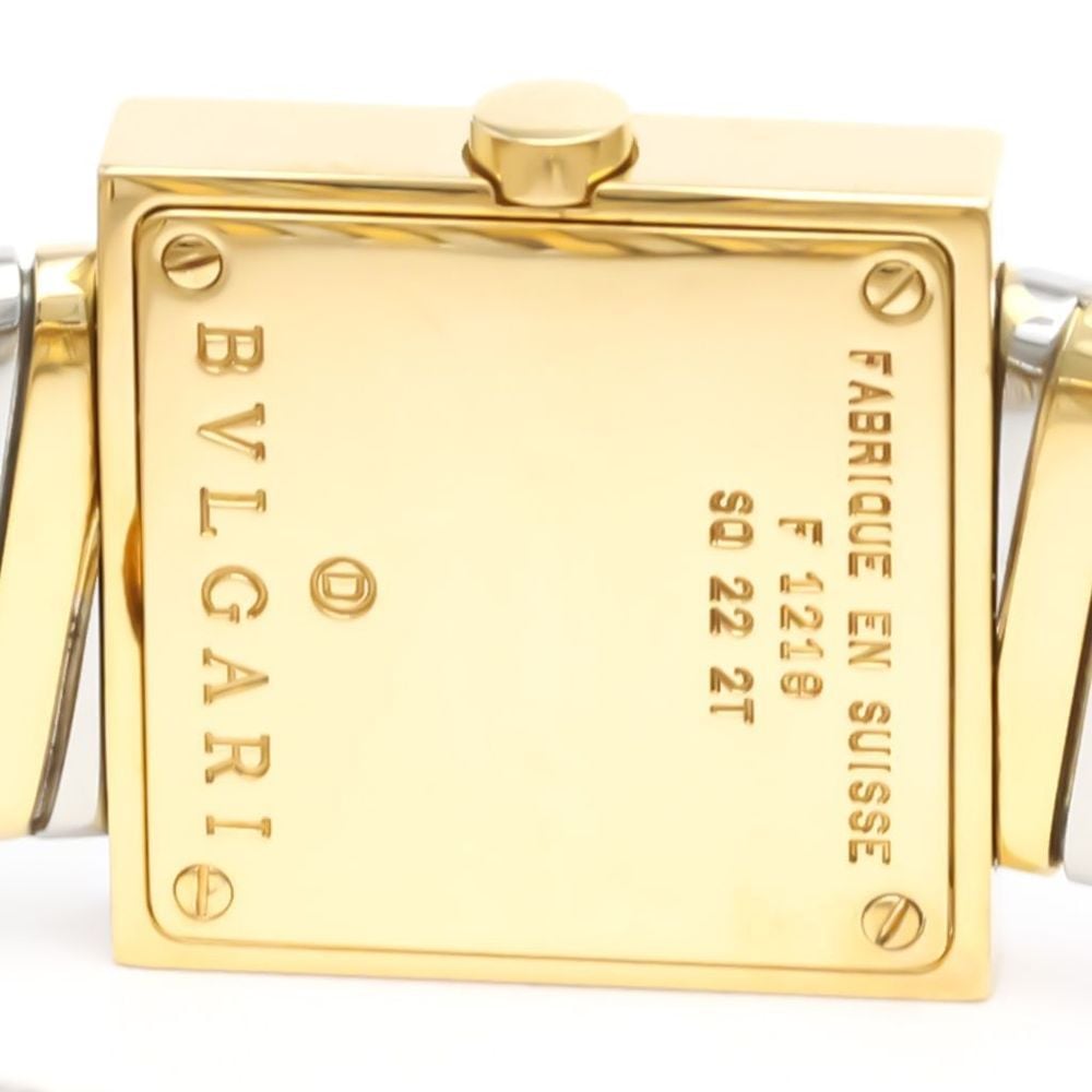 Bvlgari Black 18k Yellow Gold And Stainless Steel Quadrato Women's Wristwatch 22 Mm
