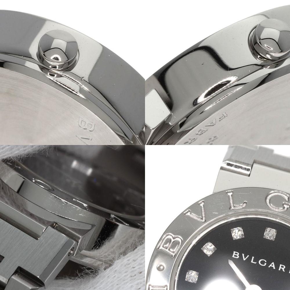 Bvlgari Black Stainless Steel And Diamond BB23SS Quartz Women's Wristwatch 23mm