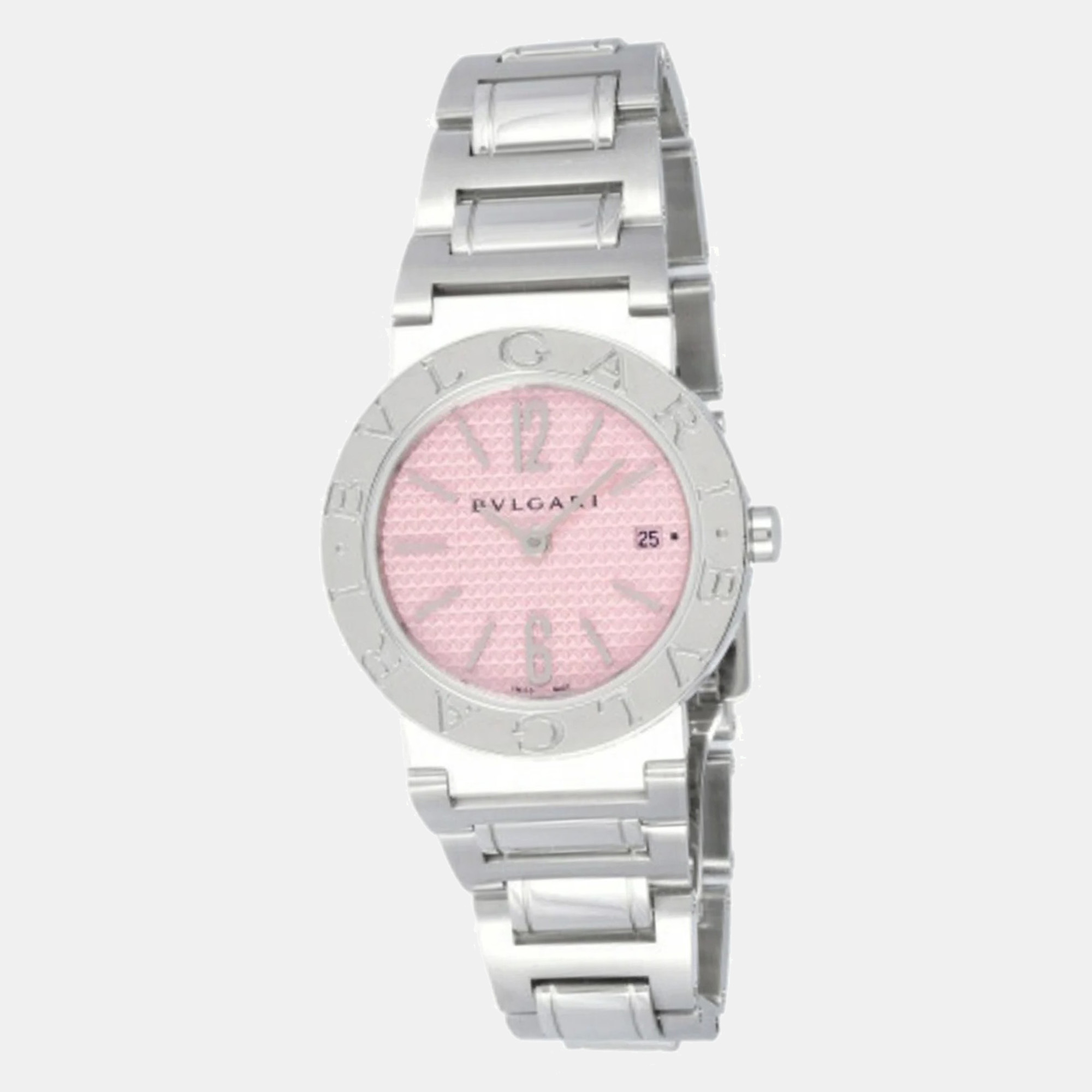 Bvlgari Pink Stainless Steel Bvlgari Bvlgari BB26C2SSD/JA Quartz Women's Wristwatch 26 Mm